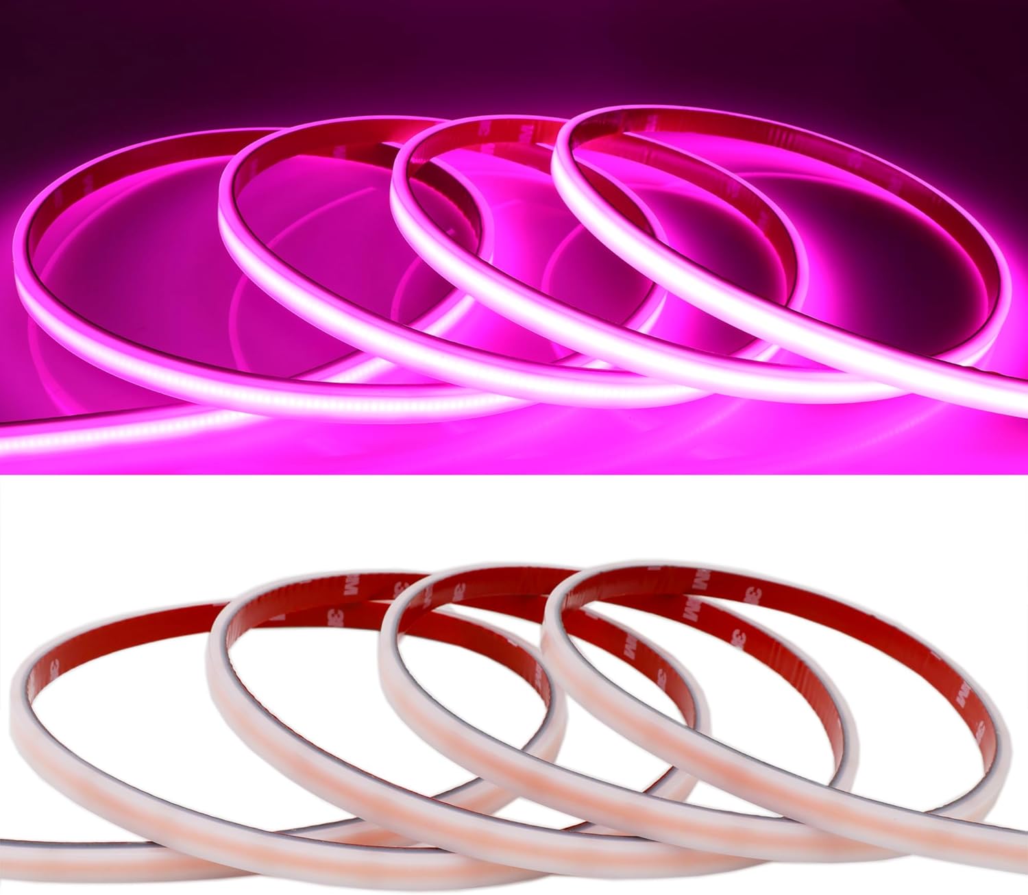 LEDENET COB LED Strip Lights Pink 480LEDs/m DC12V 16.4ft/5m Waterproof IP67 High Density LED Rope Lights for Outdoor Cabinets Desks Party DIY Decor