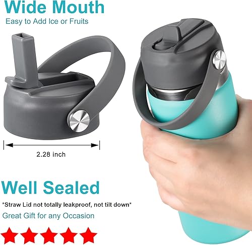 Miniatura 3 de Tapa de popote para boca ancha Hydro Flask, tapas con popote para Hydroflask de boca ancha de 12, 16, 18, 20, 32, 40 onzas, tapa de popote de