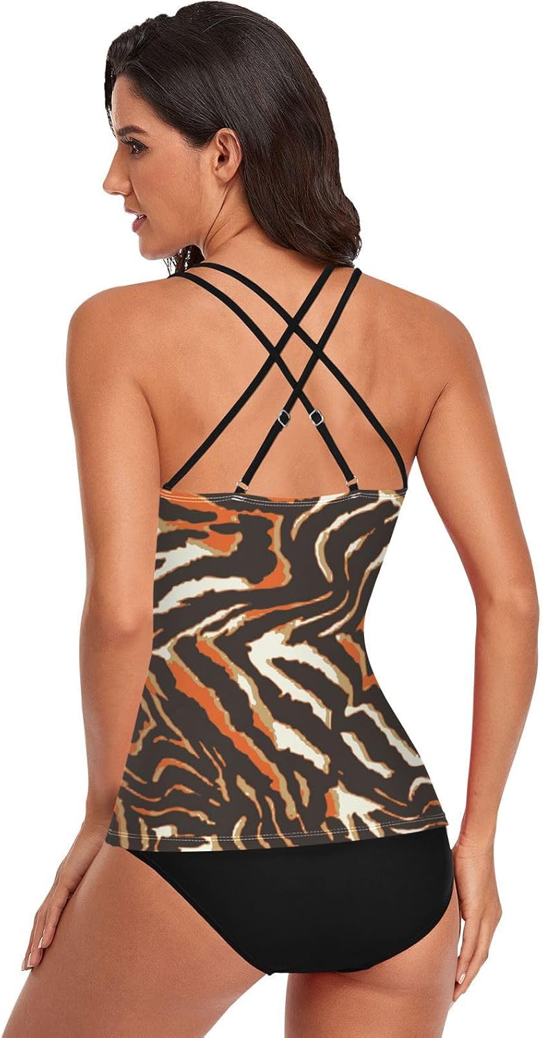 Aflyko Women Tankini Tops Summer Beach Cross Back Swim Shirts