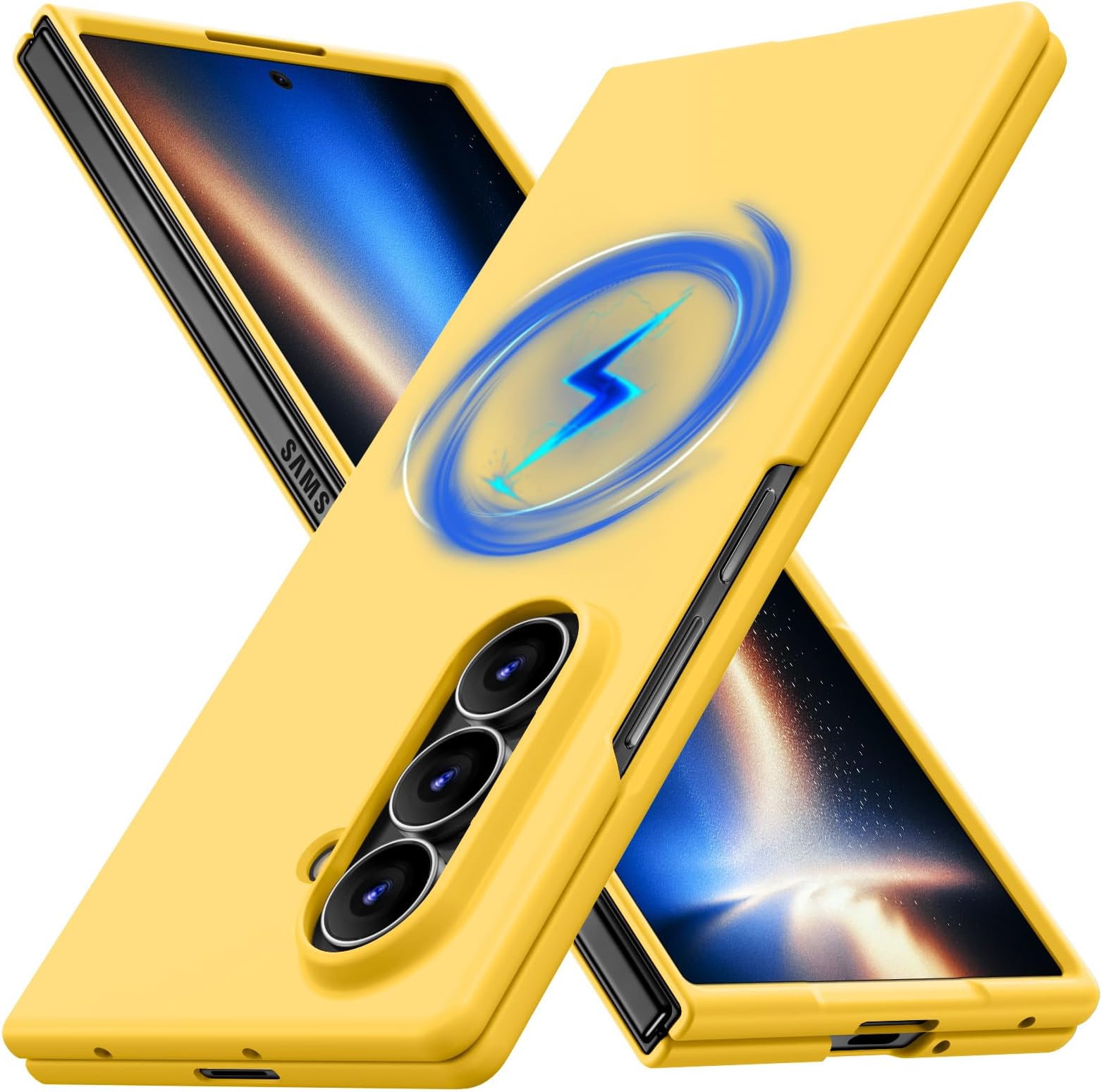 Magnetic for Galaxy Z Fold 7 Case, Compatible with Wireless Charging, Slim Anti-Yellow Matte Hard PC Protective Cute Case for Galaxy Z Fold 7, Yellow(13-88)