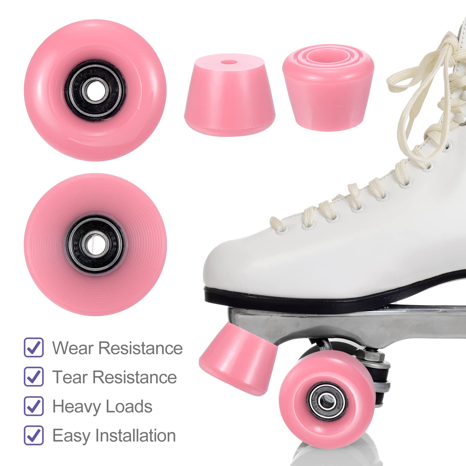 PATIKIL Patines Ruedas Juego, 58x32mm Patineta Ruedas con Rodamientos, Patineta Frenos, Rosa