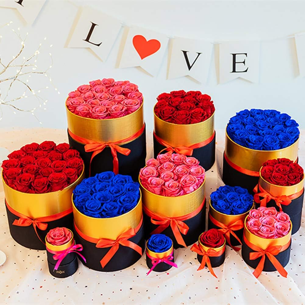 Promo 40% OFF Nuptio Preserved Roses Real Flowers, 12 Pcs Handmade Long Lasting Roses Infinity Roses for Valentine's Day Mother's Day Birthday Christmas Wedding (Medium Round Black Gift Box)