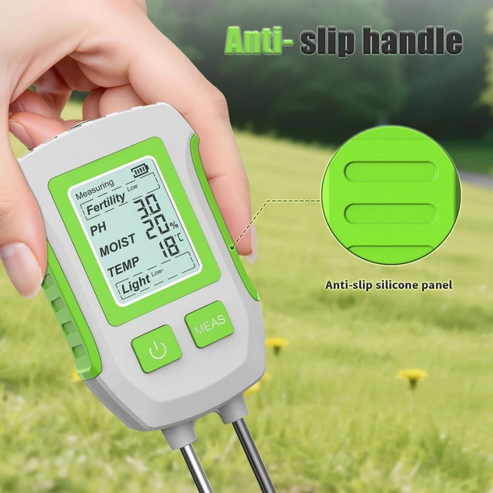 Medidor De Humedad del Suelo 5 En 1, Medidor Digital De PH del Suelo, Probador De Humedad del Suelo De Mano emperatura Y Luz Solar para Jardín, Plantación Y Macetas