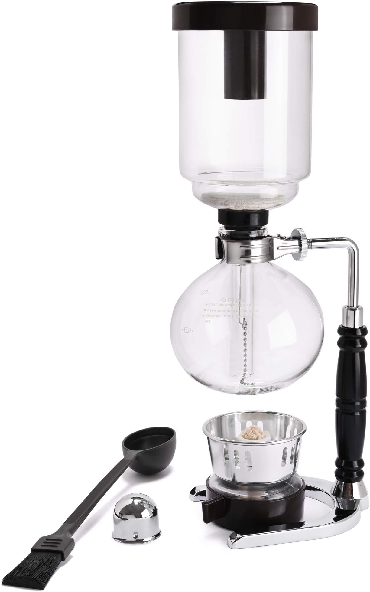 LUEUR Siphon Coffee Maker, Vacuum Coffee Brewer, Heat-Resistant 5-Cup Glass Siphon Coffee Maker with Reusable Cloth Filter, Hot Tea Maker for Home, Household and Office