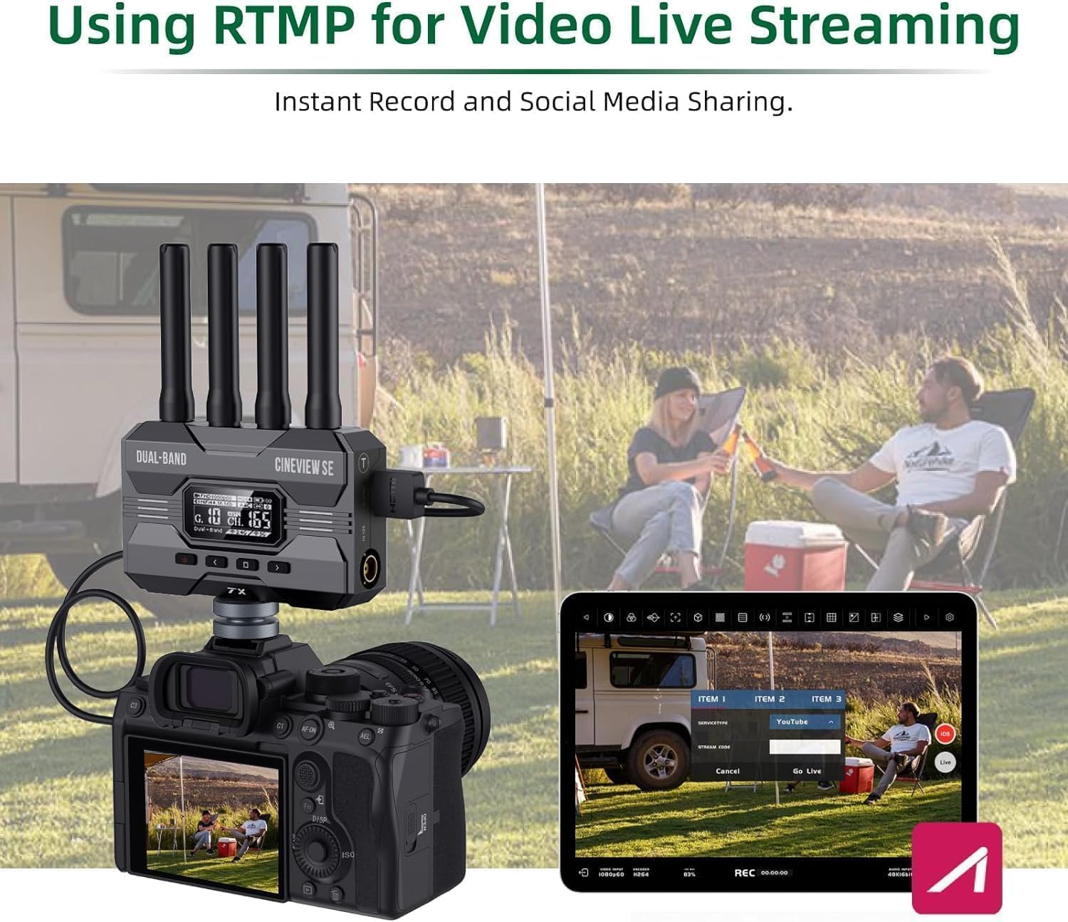 Accsoon CineView SE Wireless Video Transmitter, 1080P HDMI SDI Dual-Band Transmission, Range of 1200ft/350m,Latency 0.05s, Use with CineView M7 Pro/2 SDI/HE/Phones(Support Android/iOS) for Monitoring