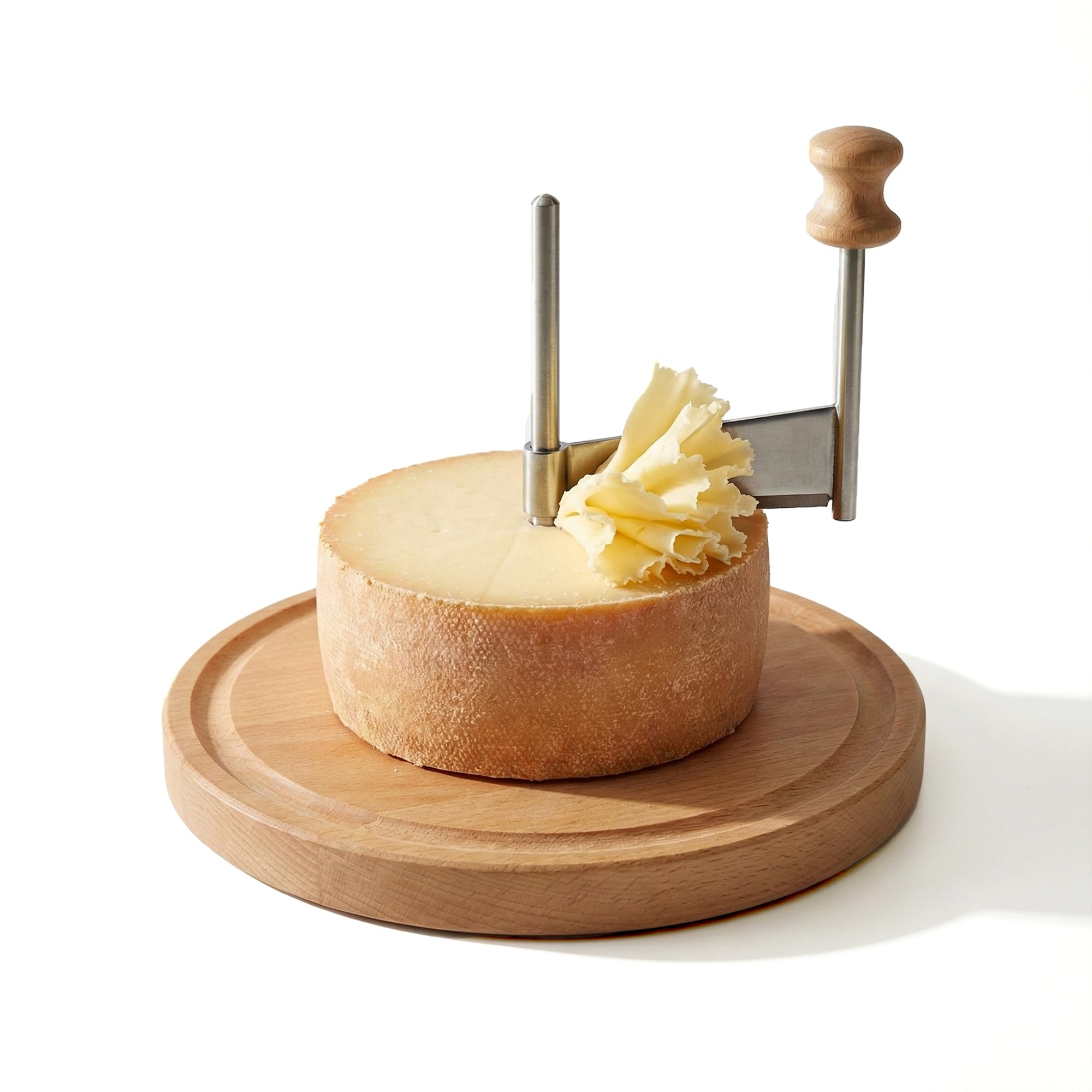 Photo 1 of RWIXR Girolle Cheese Curler Wheel – For Tête de Moine, Chocolate & Butter Curls | Sharp Blade, Solid Wood Base | Perfect for Home Entertaining & Gifting