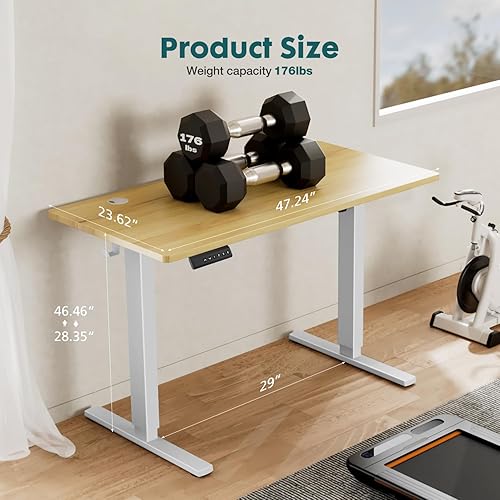 Miniatura 3 de SMUG Escritorio de pie, mesa eléctrica de altura ajustable, mesa de computadora para sentarse y levantarse, 40 x 24 pulgadas, ergonómicos para el
