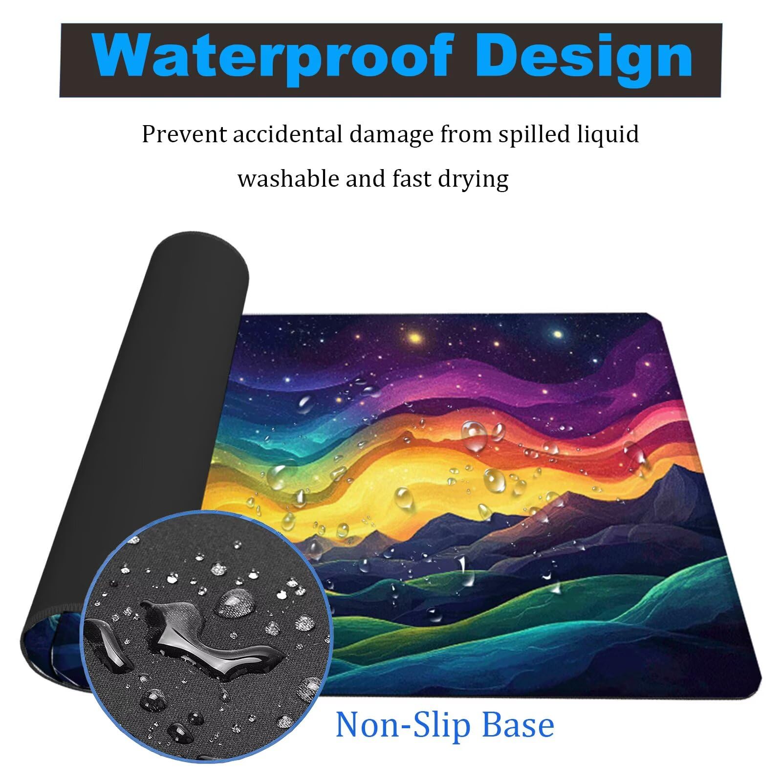 Alfombrilla Ratón XXL 1500x800x3mm Vistoso Mouse Pad Gaming XXL Protector Escritorio con Base Antideslizante, Bordes Cosidos Desk Mat Mejora la precisión y la Velocidad, Nube Mousepad para PC YG-561