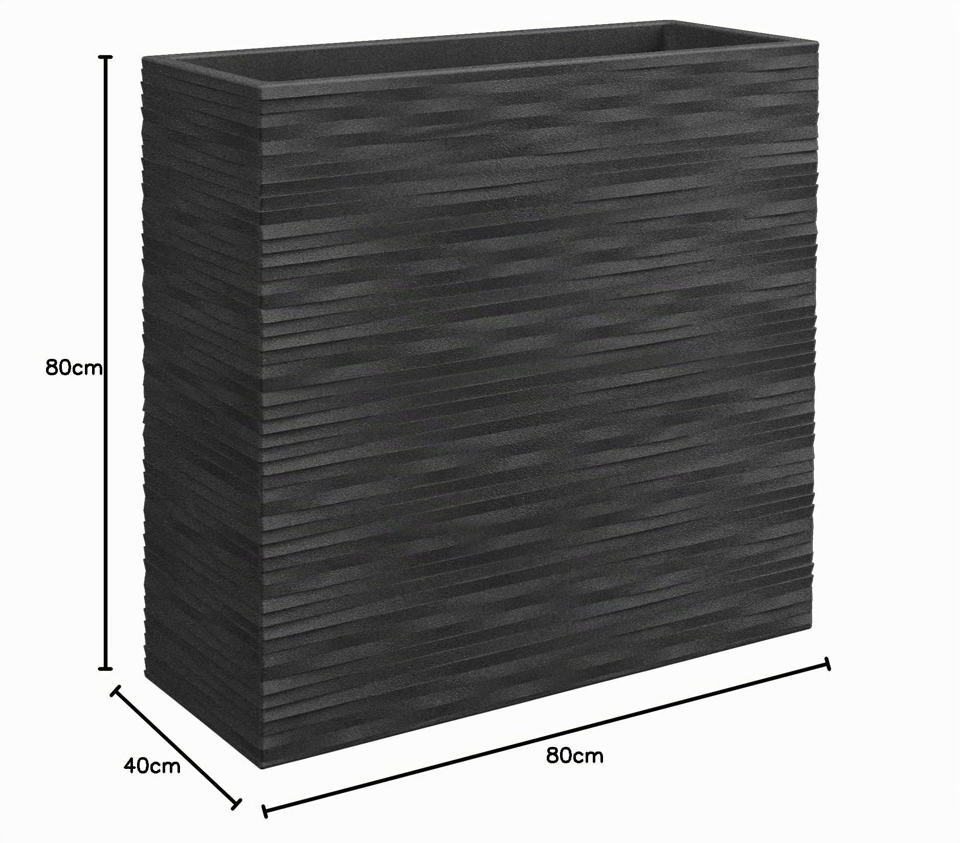 Nicoli Vaso Separé grande in resina effetto rilievo 3D, fioriera rettangolare decorativa per esterno ed interno, resistente UV e gelo, perfetta come parete verde (BIANCO 80x30x75h cm)