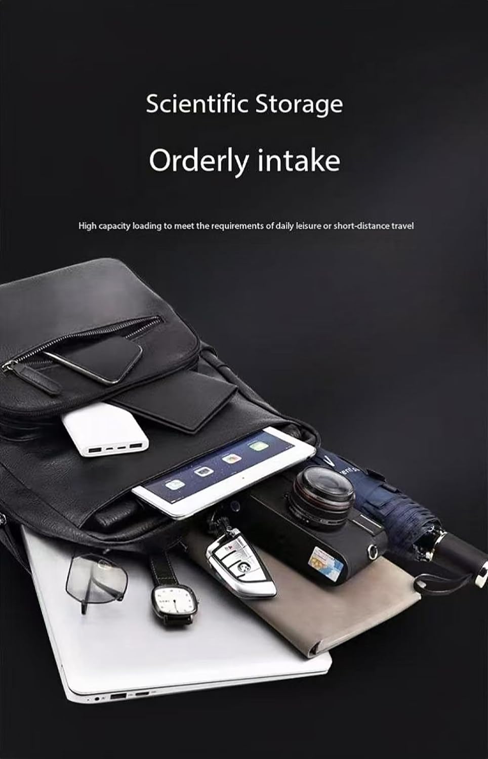 Business Men and Women PU Leather Backpack 15.6inch Laptop Waterproof Backpack Travel Commuter Lightweight schoolbag (Brown backpack5,Large) - Image 4