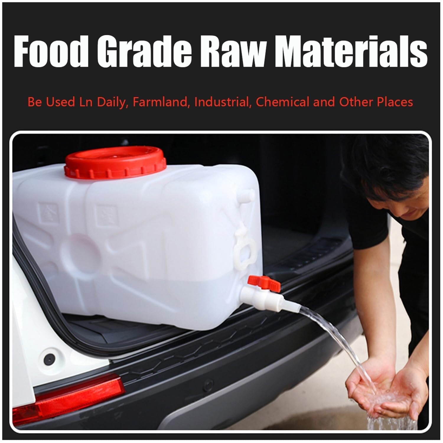 Serbatoio dell'acqua per camper in plastica per uso alimentare, grande capacità con tappo a rubinetto, ideale per emergenze, escursioni, pesca, viaggi in auto e in viaggio (dimensione: 6,6 gallon