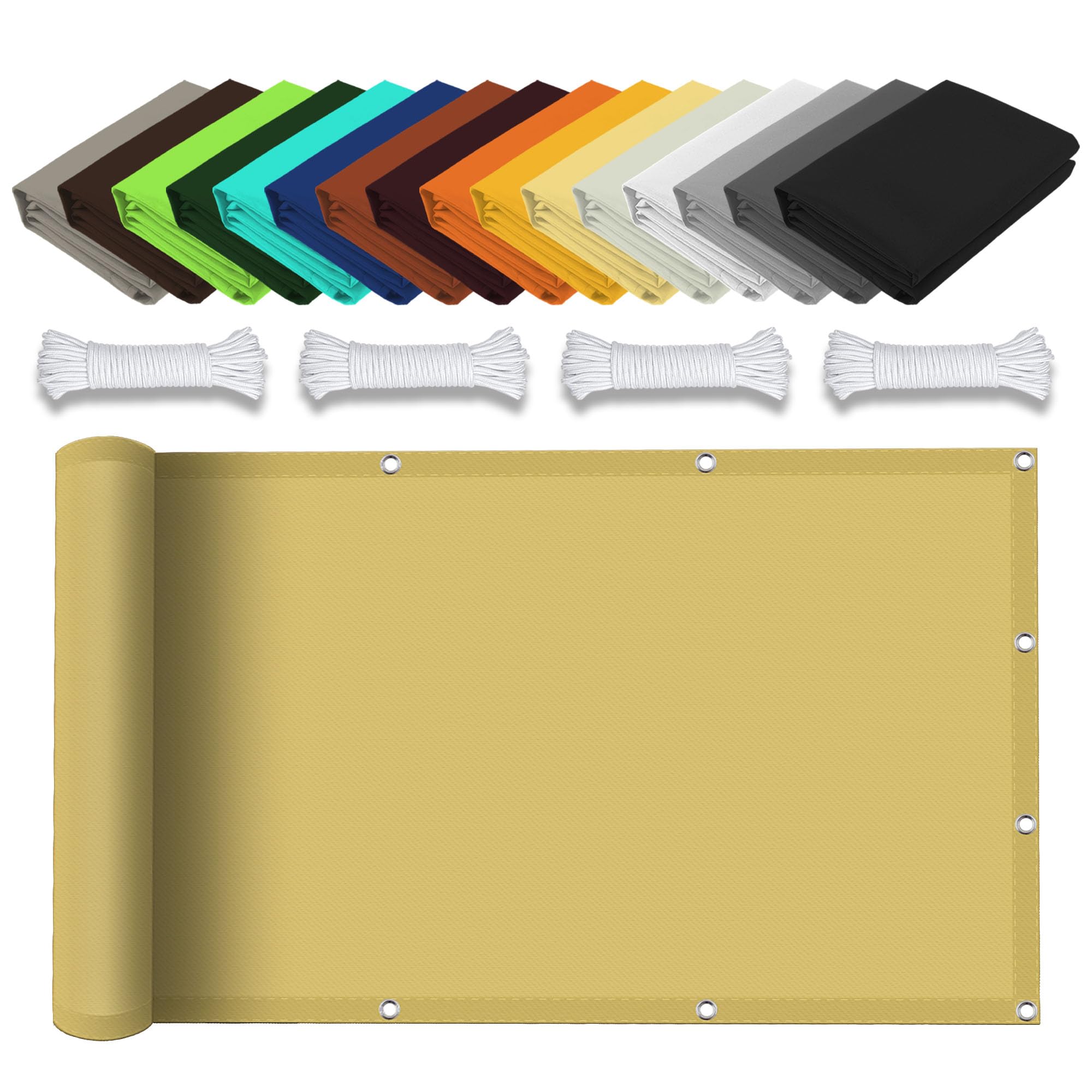 Voile d'ombrage rectangulaire 2.4x5 m jaune sable avec kit de fixation
