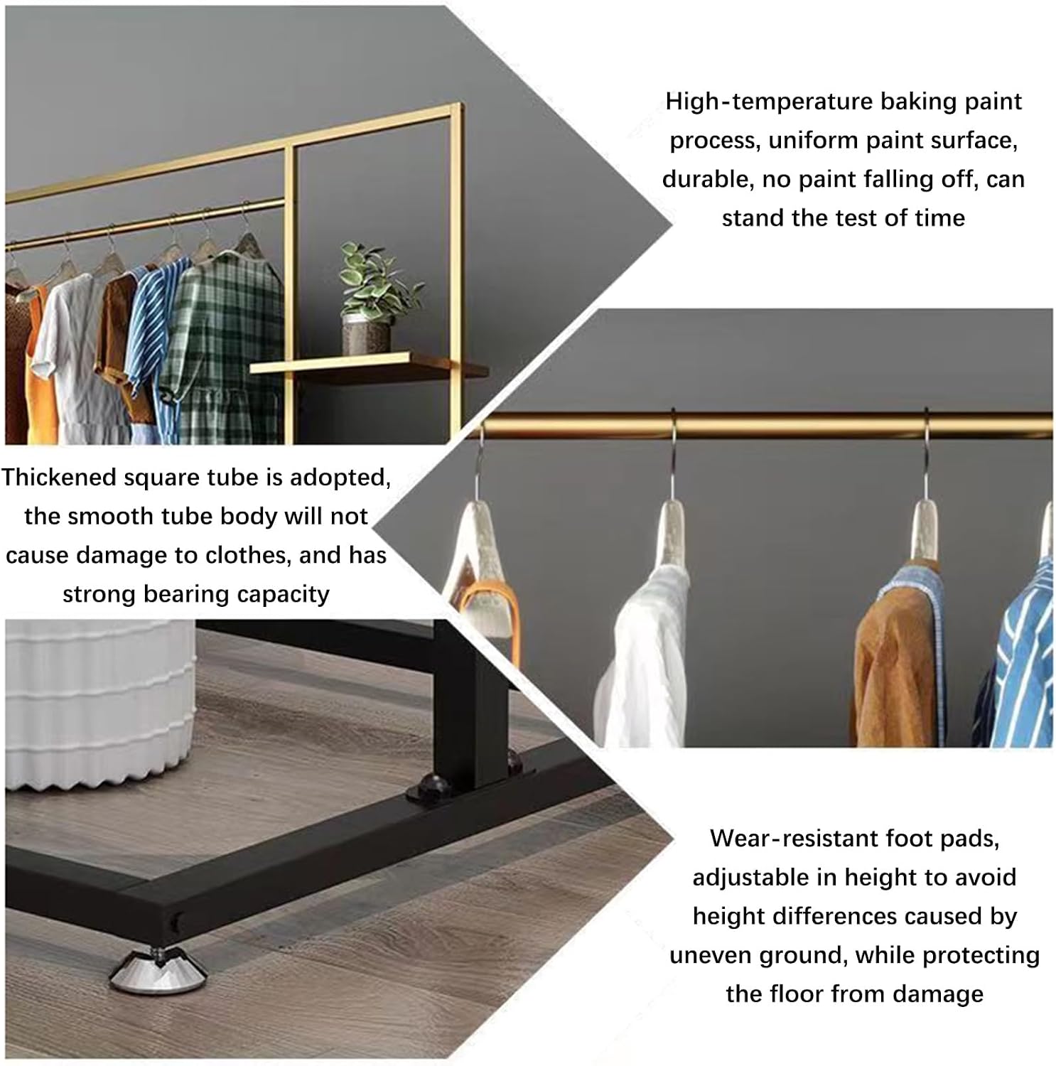 Coat Rack Stand Clothes Rack Stand, Multifunctional Garment Rack, Commercial Grade Retail Storage Holder, Keep Shoe Handbag Hat Organised, Portable Bedroom Office Furniture (Color : Black,