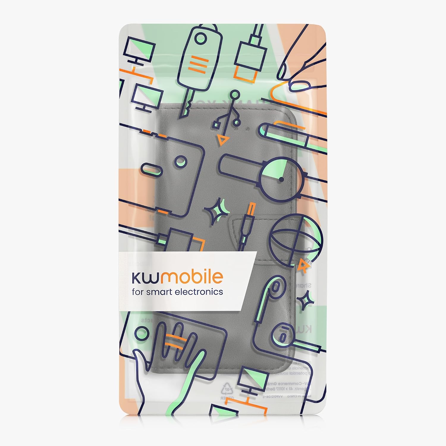kwmobile PU Faux Leather Case Compatible with Apple iPhone SE (1.Gen 2016) / iPhone 5 / iPhone 5S - Wallet Case with Screen Protector - Black