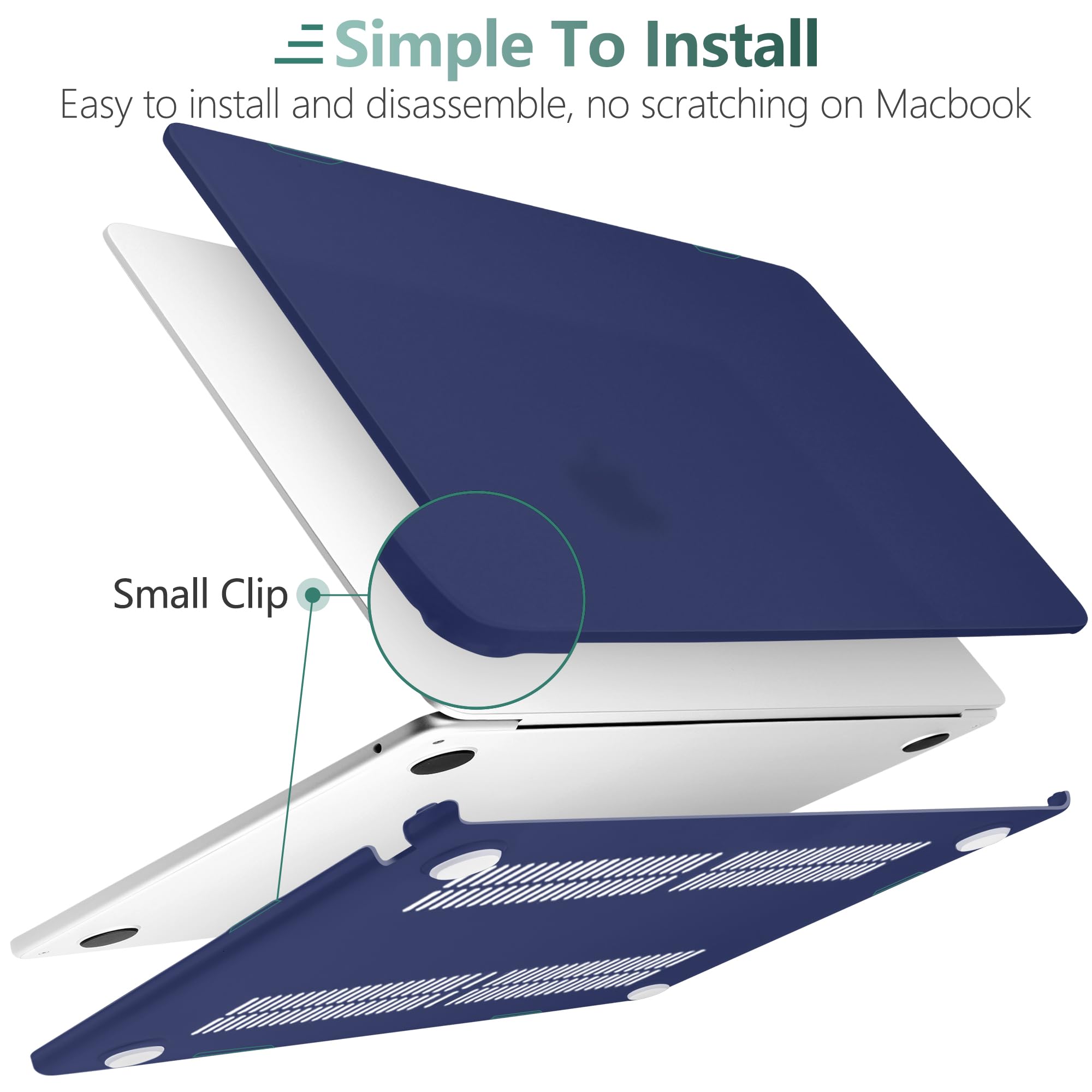 TWOLSKOO Funda para MacBook Air M3 de 13.6 pulgadas 2022 2023 2024 versión A2681 M2 A3113, carcasa rígida mate esmerilada con película Trackpad, cubierta de teclado y película para pantalla para