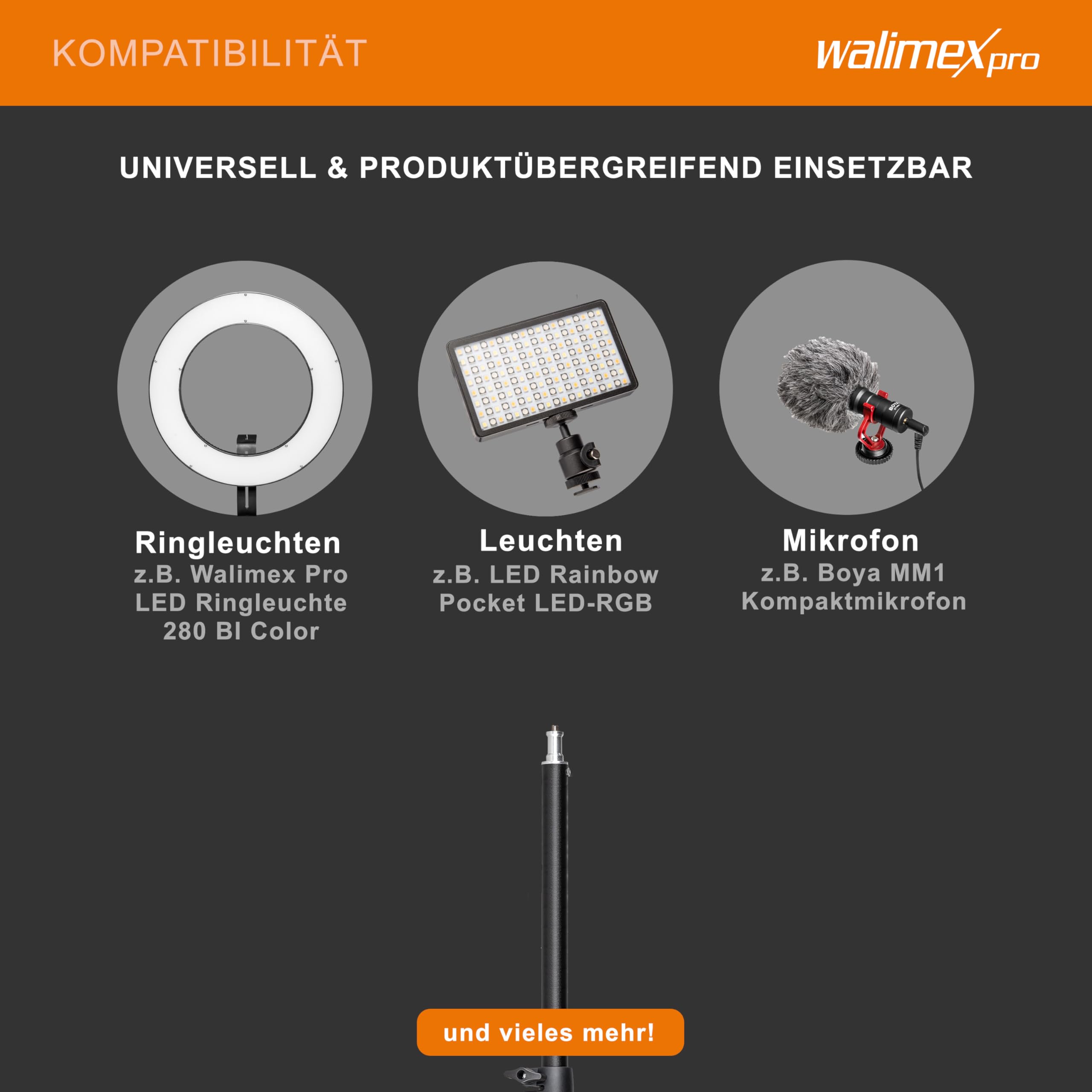 Victiv 162 cm upgrade mobiel statief, uitbreidbaar aluminium statief