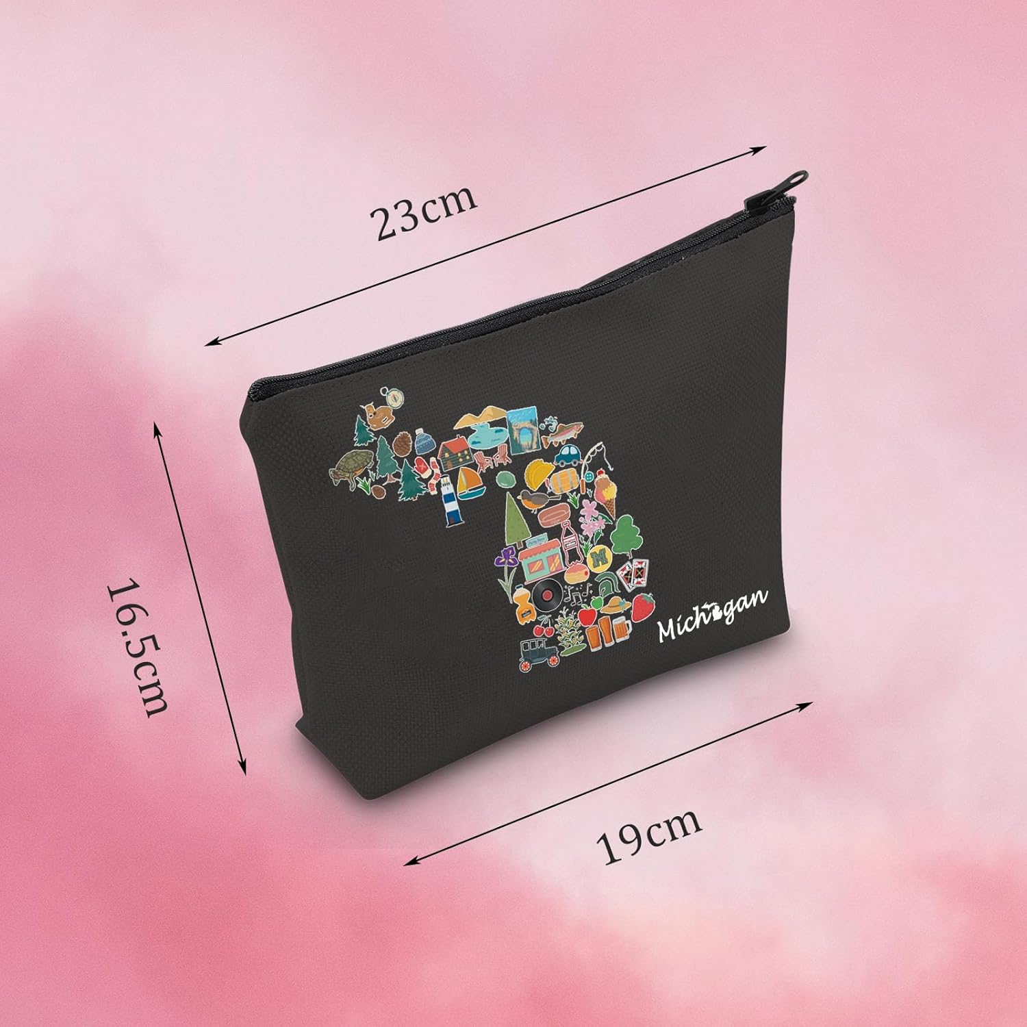 MNIGIU MI Cosmetic Bag Welcome to MI Relocating to MI Gift MI Travel Gift (Michigan BLK) - Image 2