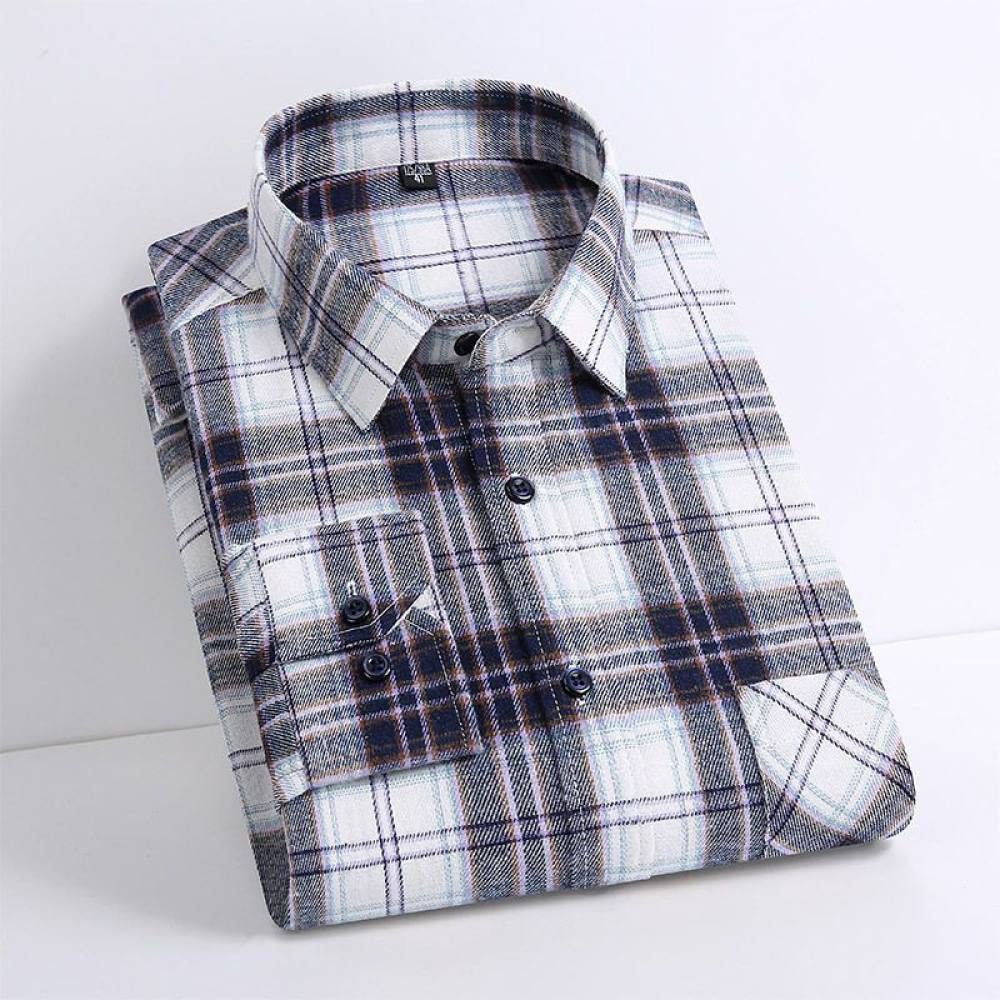 Camicia In Cotone A Maniche Lunghe Da Uomo,Camicia Casual Da Uomo A Maniche Lunghe, Camicia A Maniche Lunghe In Flanella Di Cotone A Quadri Da Uomo Con Taschino Sul Petto Camicia Casual In Cotone Sp