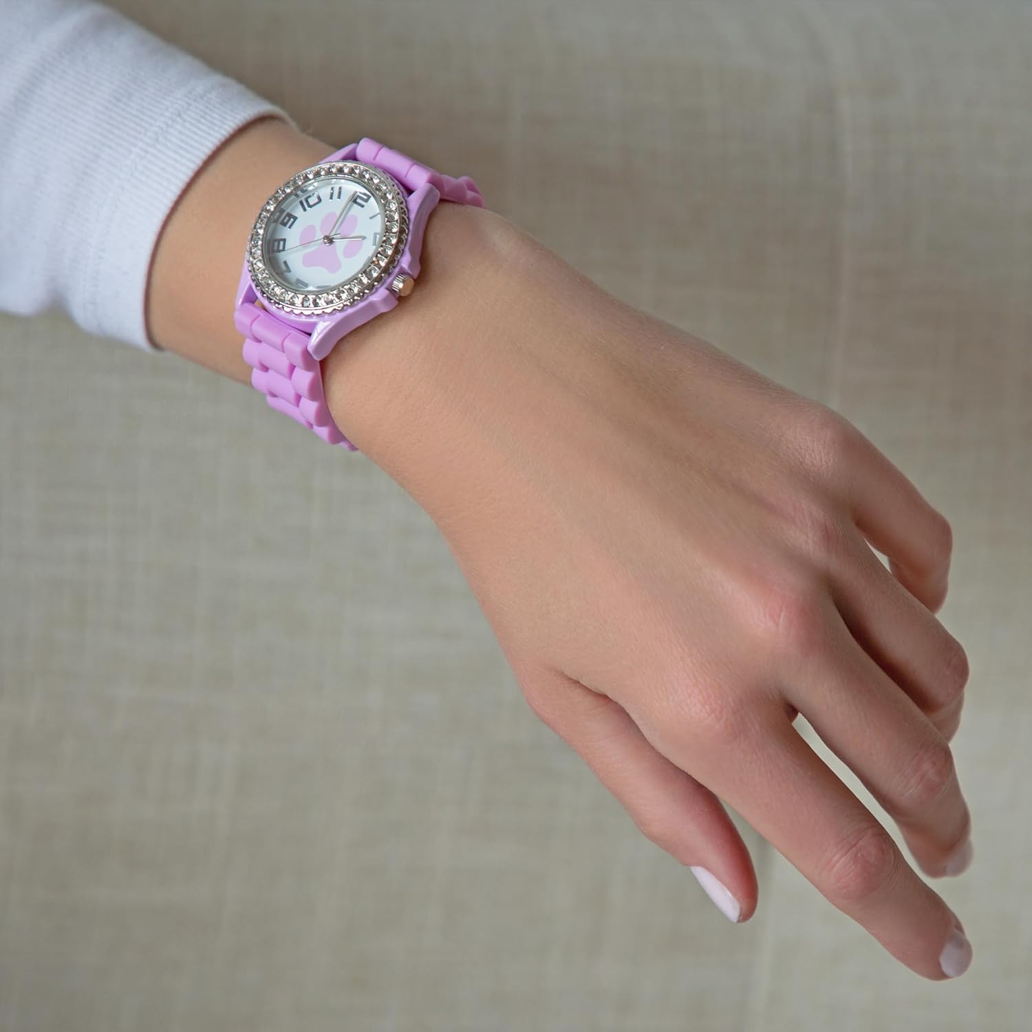 GreaterGood Paw Print Silicone Watch Gifts for Women Mom Ladies Durable Water Resistant Crystal Accents Vibrant Design Animal Rescue Advocacy Stylish Accessory