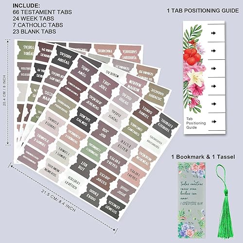 Miniatura 10 de Cualfec Tablas católicas españolas de índice bíblico católico con diseño floral laminado mate, suministros para diario de la Biblia, 122 piezas