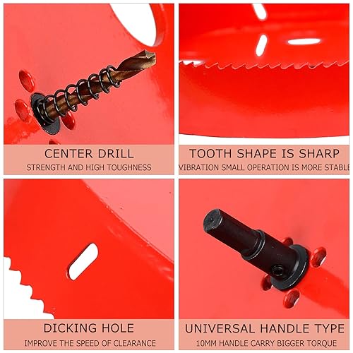 Miniatura 4 de Sierra de agujero bimetálico de 10 pulgadas HSS cortador de agujeros resistente para taladrar madera de plástico, techo de madera contrachapada,