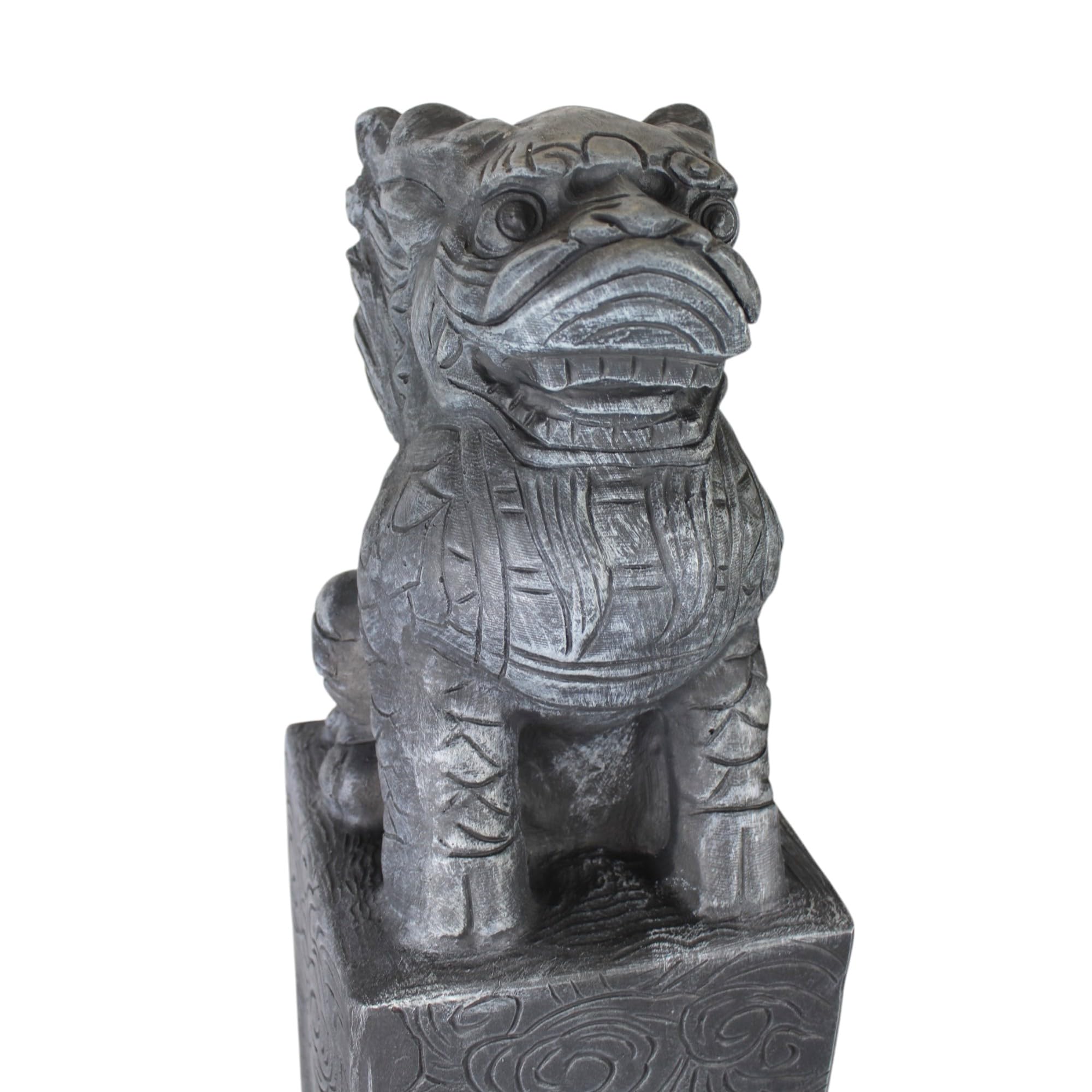 Arnusa Estela de dragón asiático, 79 cm, resistente a la intemperie, decoración de jardín con aspecto de piedra, de polirresina, estatua japonesa para jardín, estanque y terraza
