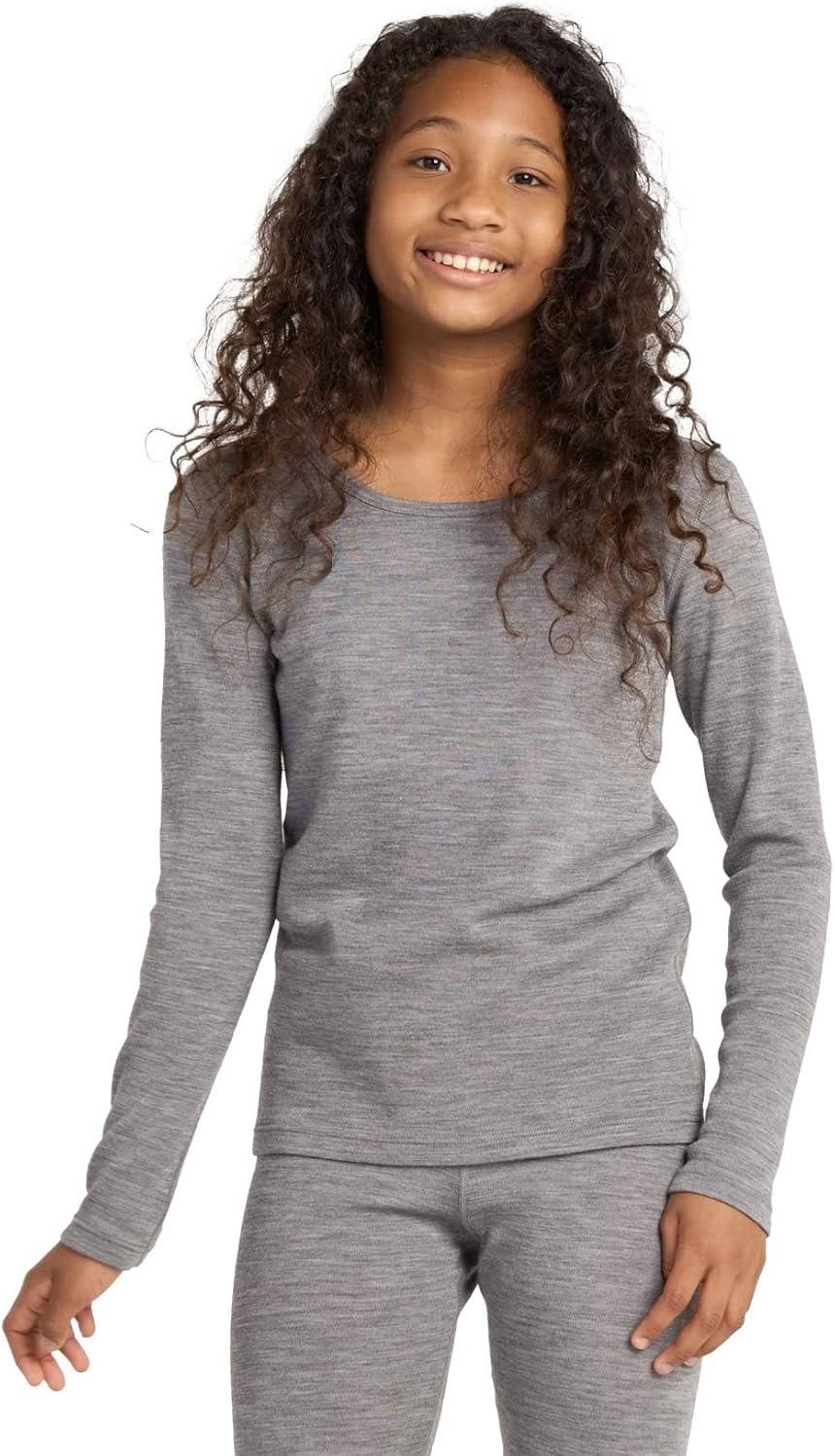 LAPASA Kids Merino Wool Base Layer Top Girls Boys Long Sleeve T-Shirt for Unisex 200g K13