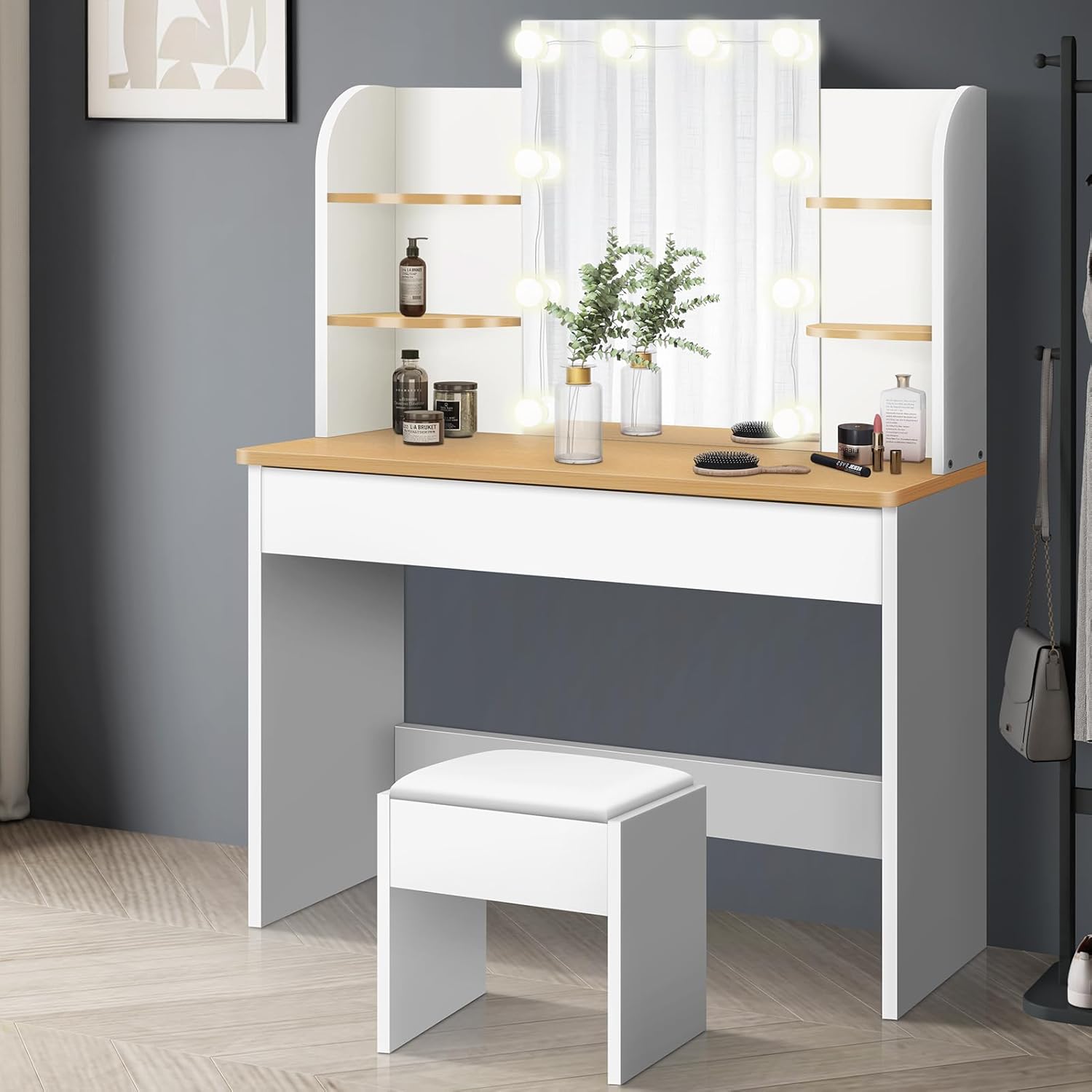 ALFORDSON Dressing Table Stool Set Makeup Vanity Table with Mirror 10