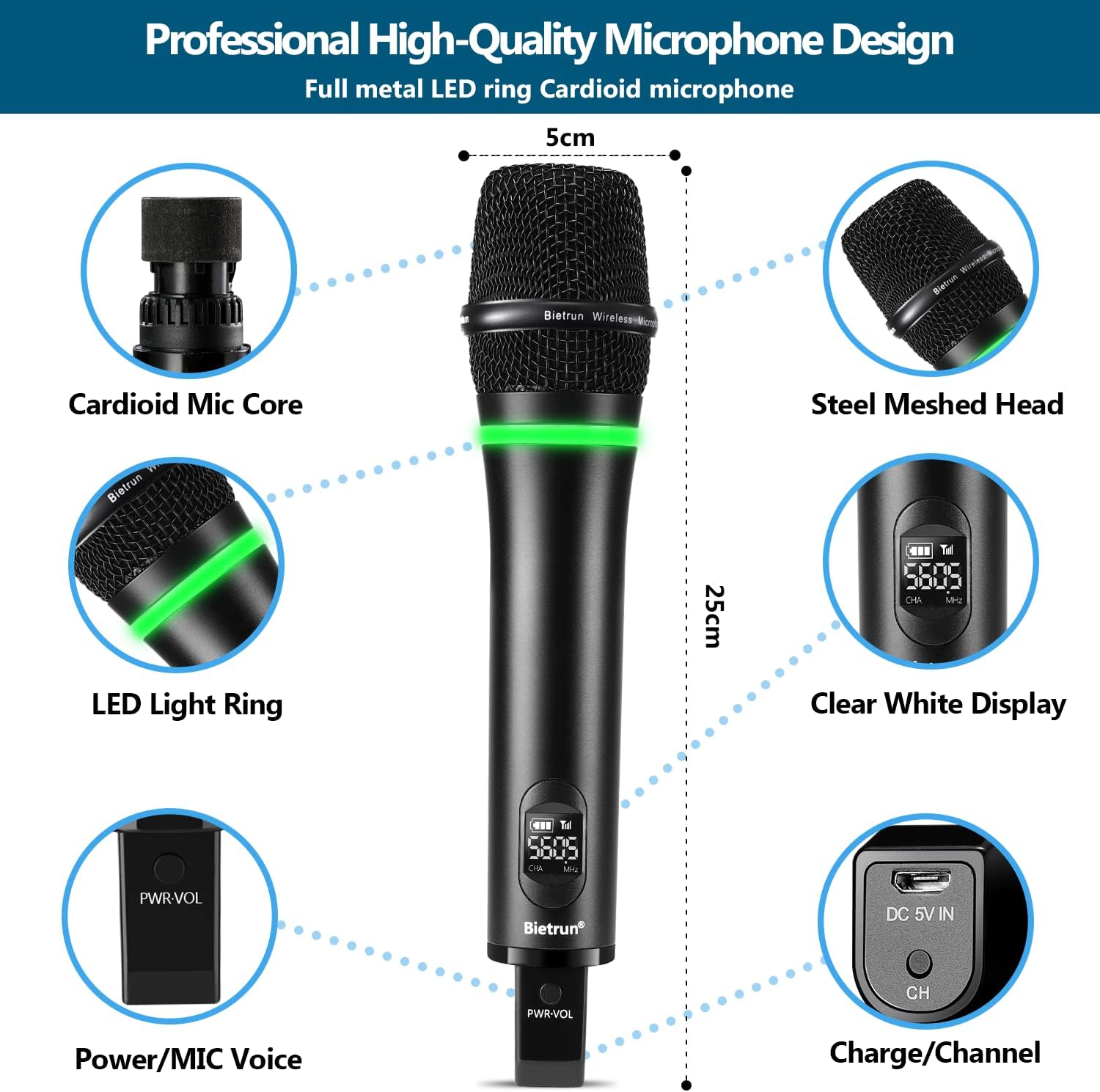 Buy Wireless Microphone, Bietrun Pro 