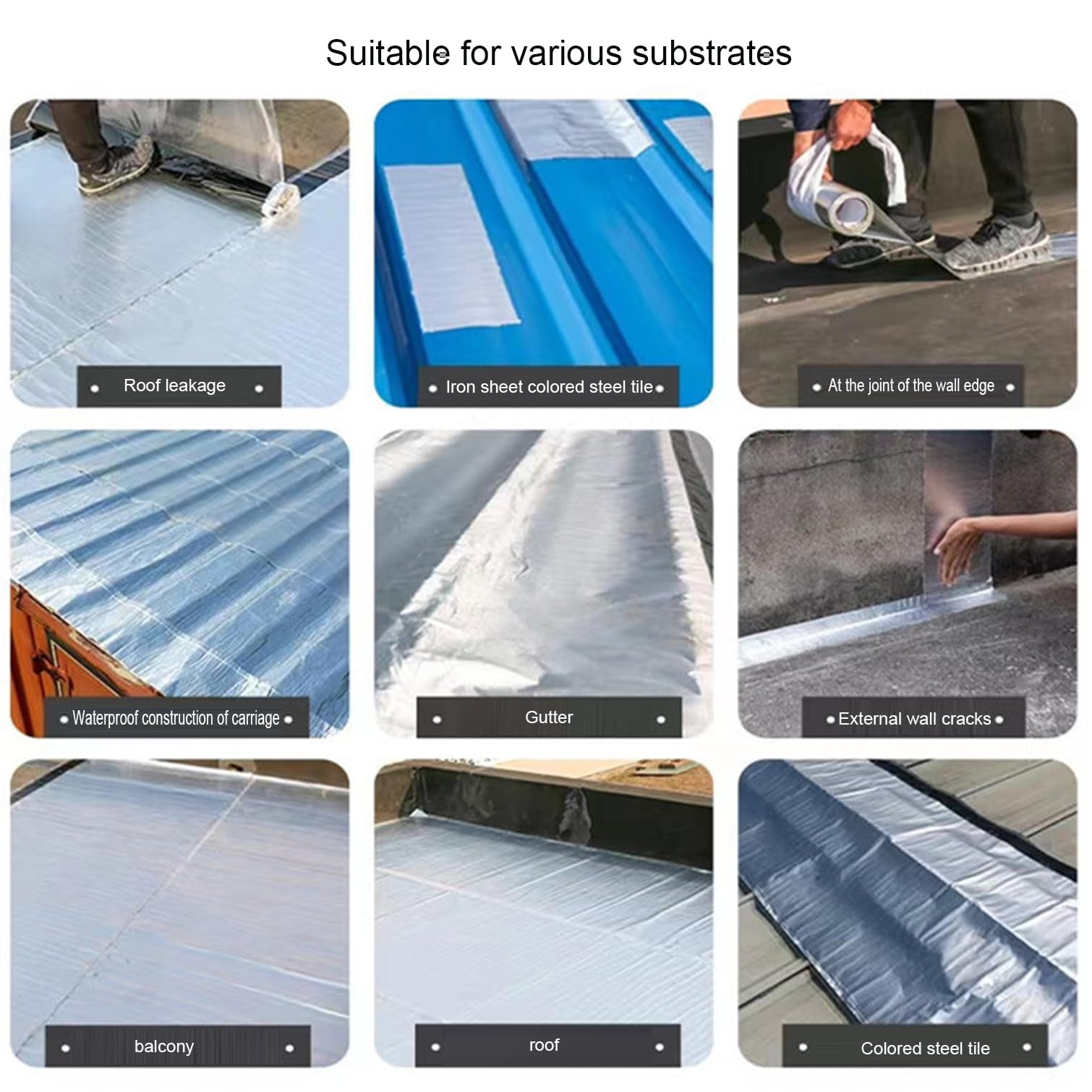 Cinta de betún, cinta selladora autoadhesiva impermeable para reparación de fugas, resistente a altas y bajas temperaturas, cinta de asfalto para exteriores para agujeros de techo y tuberías, ancho x