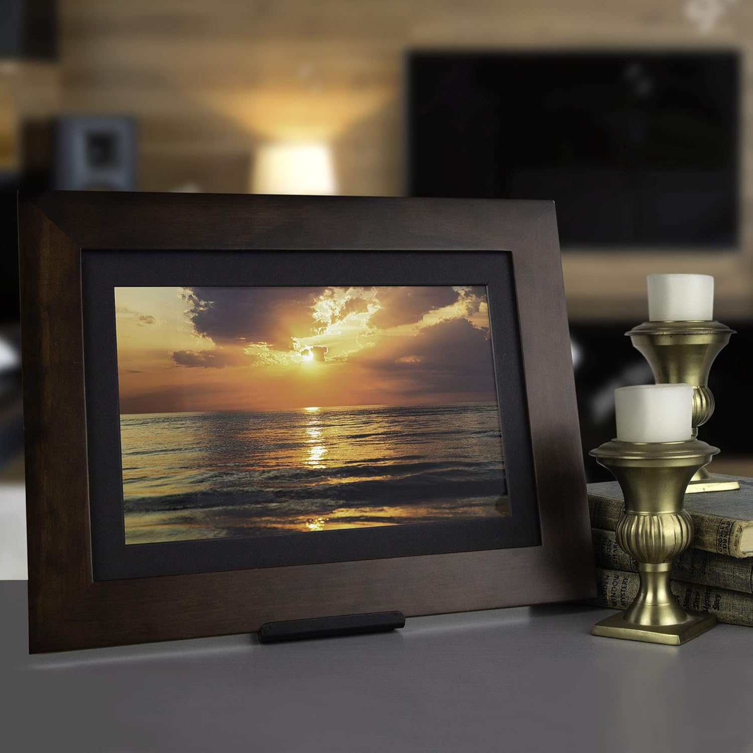 PhotoShare Friends and Family Smart Frame 8" Digital Photo Frame, Send Pics from Phone to Frame, Wi-Fi, 8 GB, Holds Over 5,000 Photos, HD, 1080P, Black/White Mattes, iOS, Android : Electronics