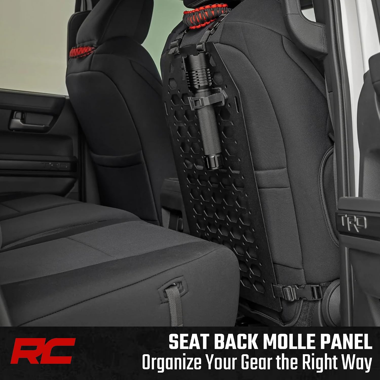 Rough Country Seat Back MOLLE Panel Organizer – Universal Fit, Steel Seat Back Storage Panel for Trucks, Jeeps & SUVs