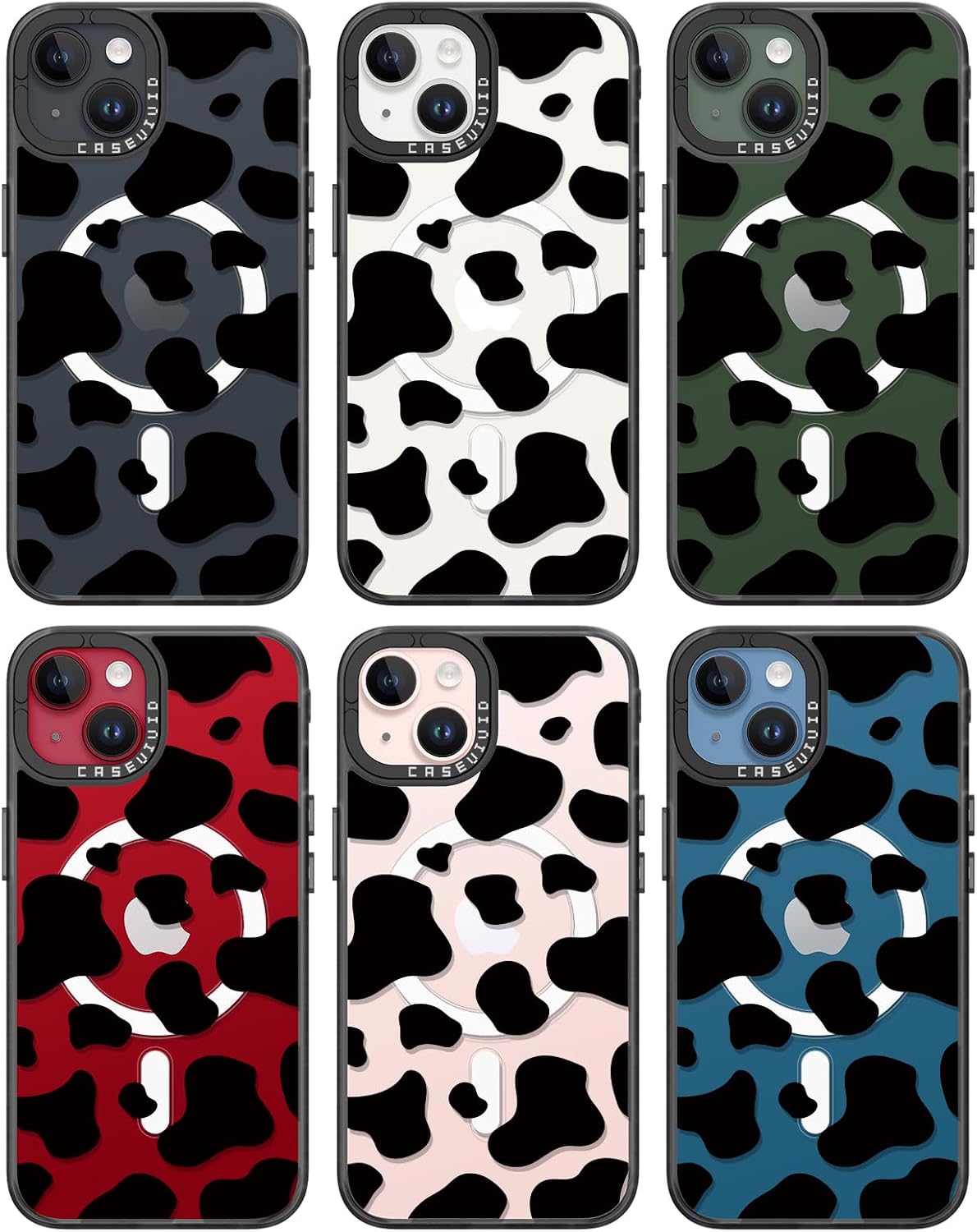 Magnetic for iPhone 13 Magsafe Case Cute Aesthetic - Durable Fashion Funny Phone Case - Girly Milk Cow Pattern Print Cover Design for Woman Girl 6.1 inches Black