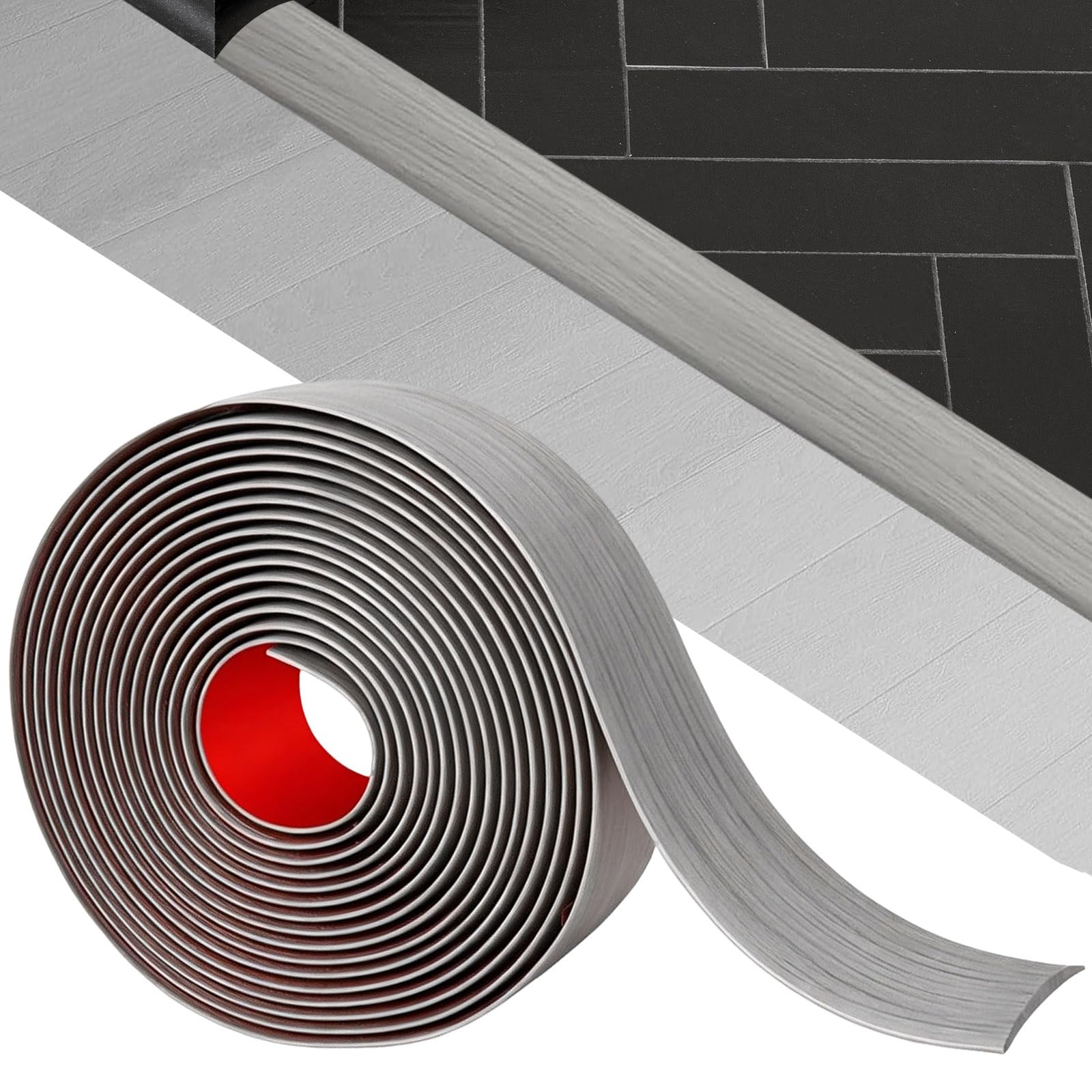 2M Self Adhesive Vinyl Floor Transition Strip - 5cm PVC Door Cover Divider Joining Strip Profile Flat Laminate Flooring Edge Trim Door Bar Wide Threshold Bars for Joining Floor Gaps Carpet Tiles