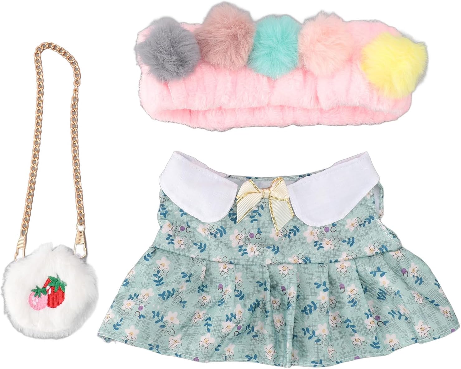 LiebeWH DIY 12 Inch Doll Clothes Set Plush Dress Up Accessories for Role Games Machine Washable Interchangeable Outfits (Pompon Headband)