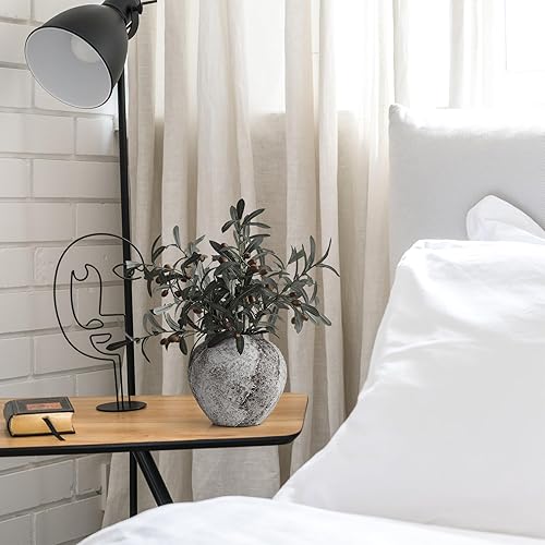 Miniatura 7 de Decoración rústica de jarrón de cerámica floreros de cerámica de granja, jarrón de terracota blanqueado, jarrones decorativos de arcilla para