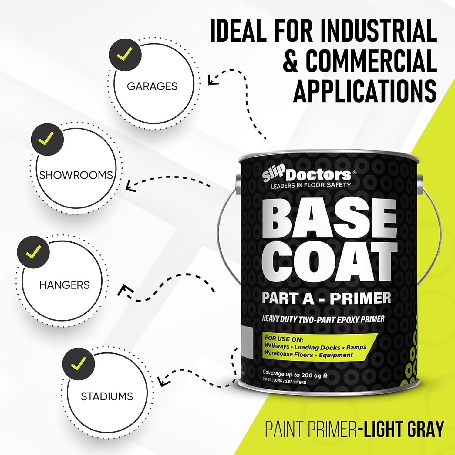 Base Coat 2k Epoxy Primer Paint: High-Performance Protection for Garages, Warehouses, and More – Light Gray, 1 Gallon, 300 sq ft.
