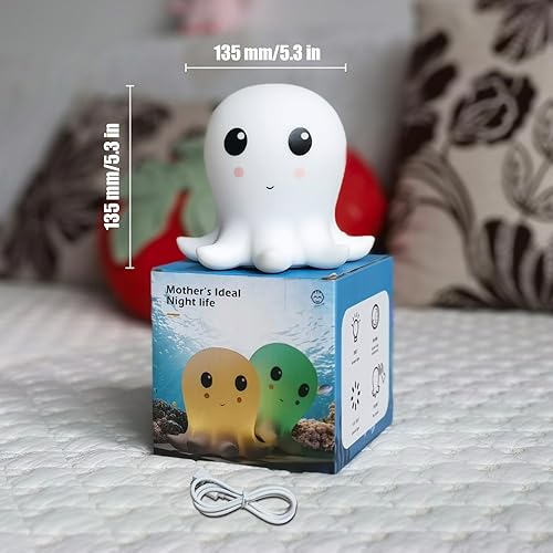 Miniatura 6 de Linda luz nocturna de pulpo, lámpara táctil de silicona suave para niños y adultos, luz de noche que cambia de 7 colores, lámpara de guardería