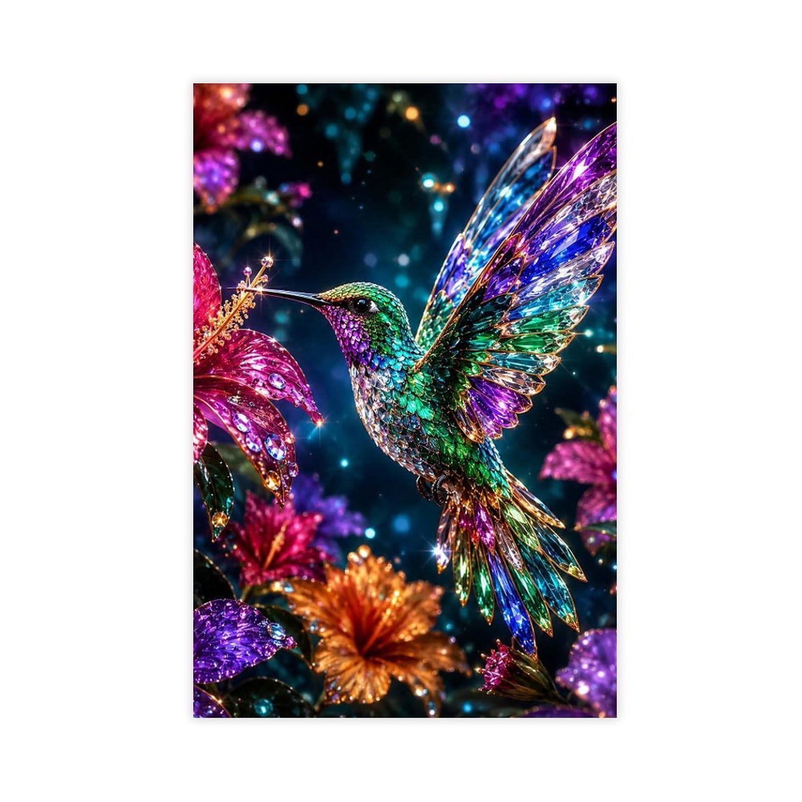Qnvjqkdsi Unframe Fantasy Hummingbird Art Canvas Poster Bedroom Decor Landscape Office Room Decor Gift 24" L X 36" W