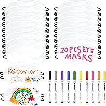 REDANHA 20 PCS White Eye Mask with 10 PCS Fabric Marker Pens Sleep Mask Slumber Party Favors for Party Games Sleep White Soft Shade Blindfold Eye Covering