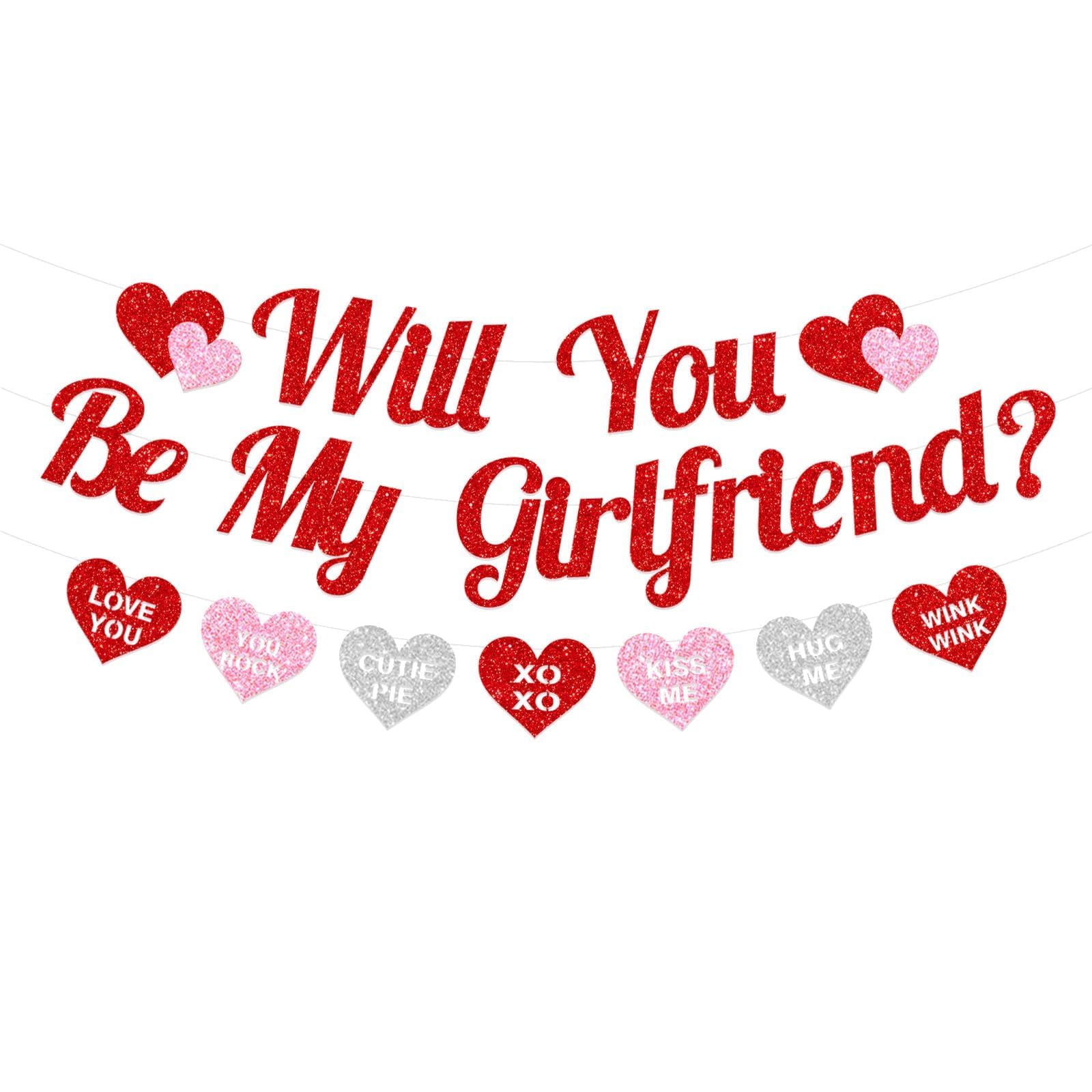 3 Pcs Will You Be My Girlfriend, Romantic Decorations, Valentines Decorations Proposal Decorations Suitable for Romantic Proposal Decoration and Anniversary Decoration