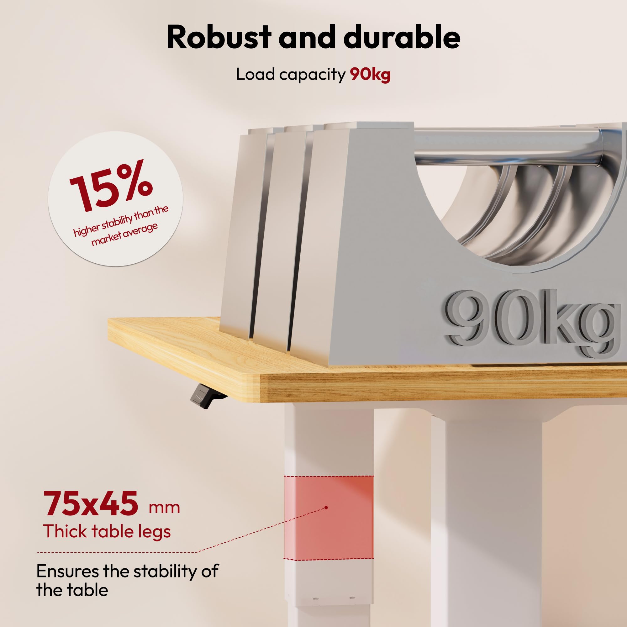 SANODESK Höhenverstellbarer Schreibtisch 180×80 cm – Elektrischer Standing Desk mit Dualmotor, Extra stabilem Gestell & Memory-Funktion(weiß+ahorn)