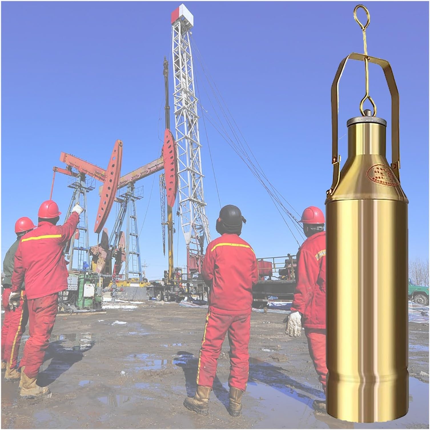 Portable Oil Sampling Container/Core Sampler, Handheld Oil Analysis Kit for Fuel Oil/Gear Oil/Diesel Oil/Motor Oil, Industrial-Grade Liquid Thief Sampling Tool(Brass,300ml)