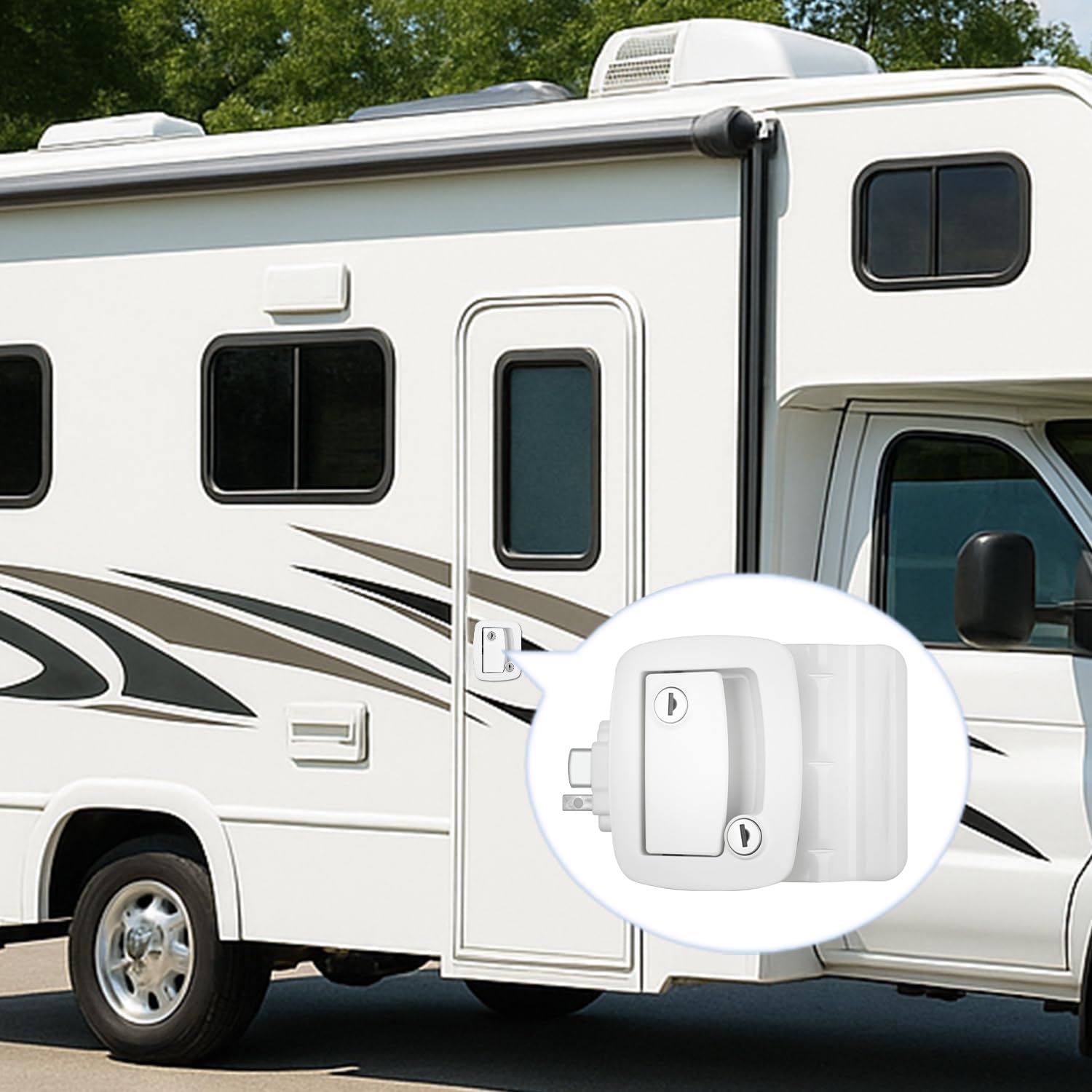 Nilight RV Door Lock Replacement with Paddle Deadbolt 100% Zinc Alloy Entry Locks Handle Latch 4 Keys Heavy Duty Enclosed Camping Locking Kit Fits RVs Campers Travel Trailers Horse Cargo Haulers