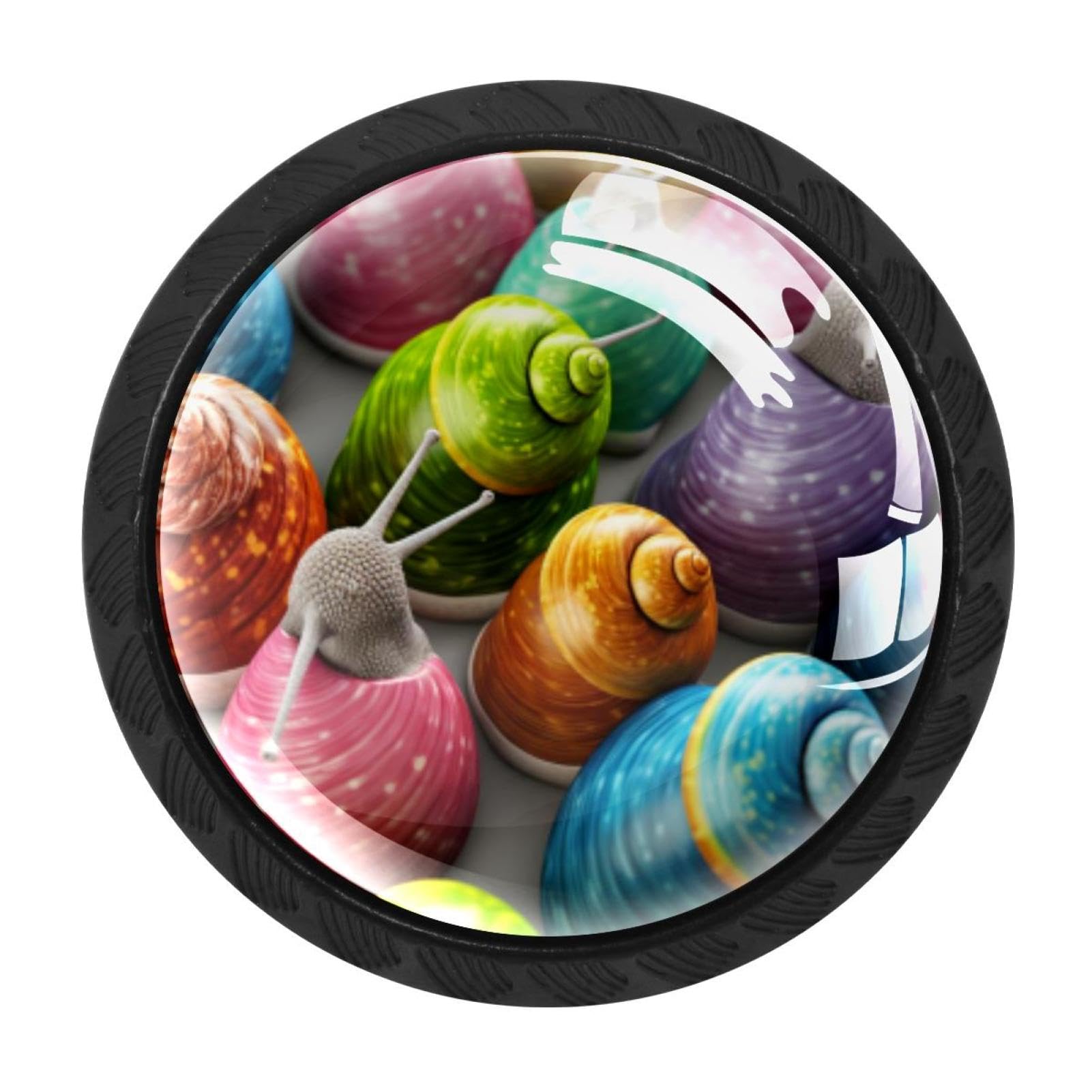 CHENZZZZ Snail Drawer Knobs Pull Handle Crystal Glass Circle Shape Cabinet Drawer Pulls Cupboard Knobs with Screws for Kitchen Cupboard Dresser Wardrobe etc