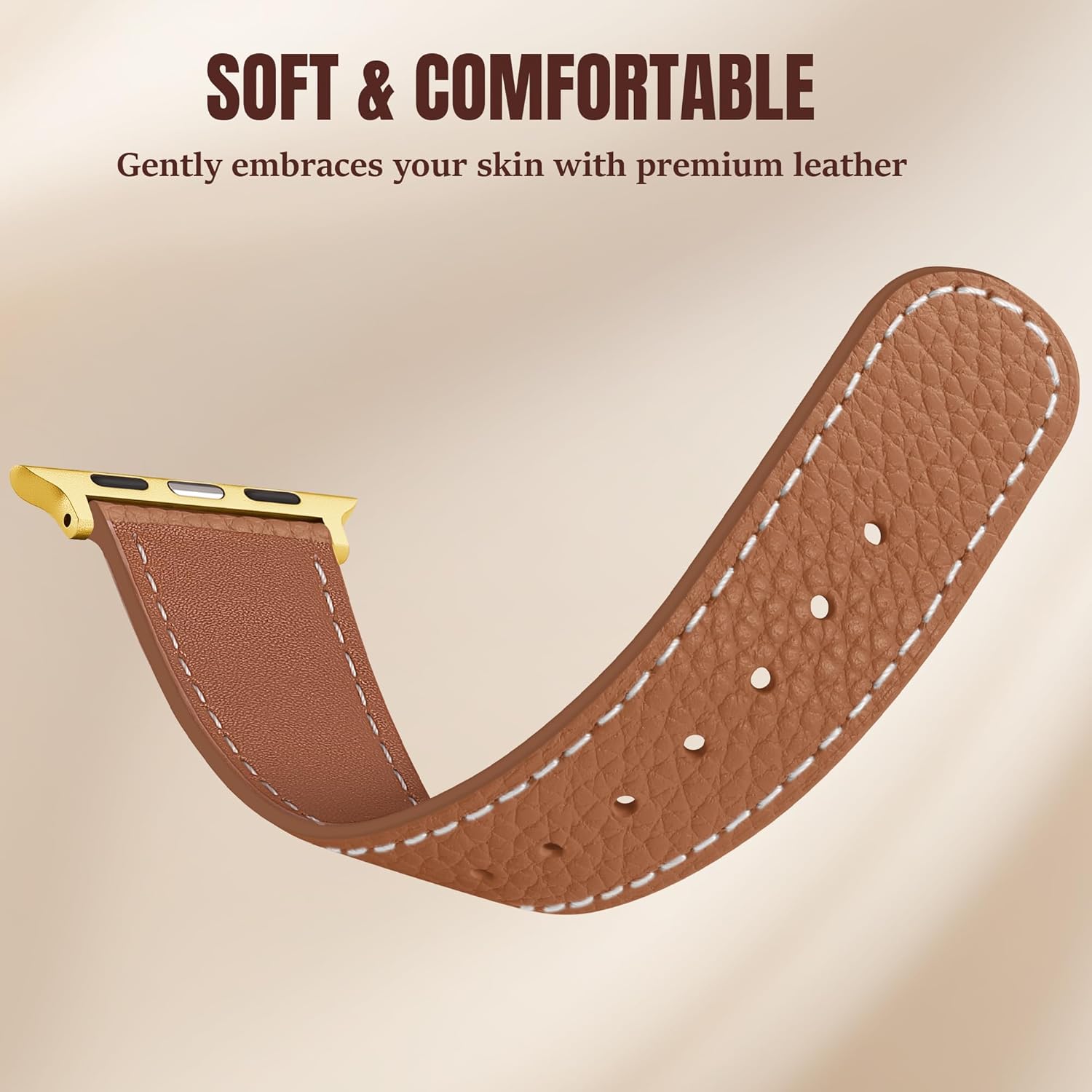 Charlam Leather Magnetic Watch Band, Compatible with Apple Watch Bands 40mm 38mm 41mm 42mm 44mm 45mm 46mm 49mm Women Men, Top Grain Leather Designer Strap for iWatch Series 11/10/9/8/7/6-1/Ultra 3/SE3 - Image 4