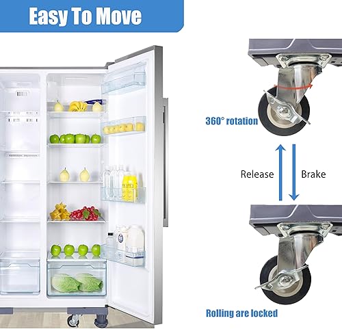 Miniatura 3 de YOOGAA Mini soporte universal para nevera, base elevada, ajustable, pedestal para lavadora, bases multifuncionales para muebles con 4 ruedas de