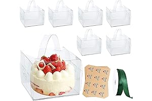 6X6X6 Bakery Boxes with Handle and Ribbon