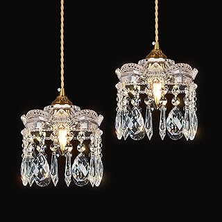 Brass Vintage Glass Pendant Light Crystal Pendant Lights Kitchen Island,...