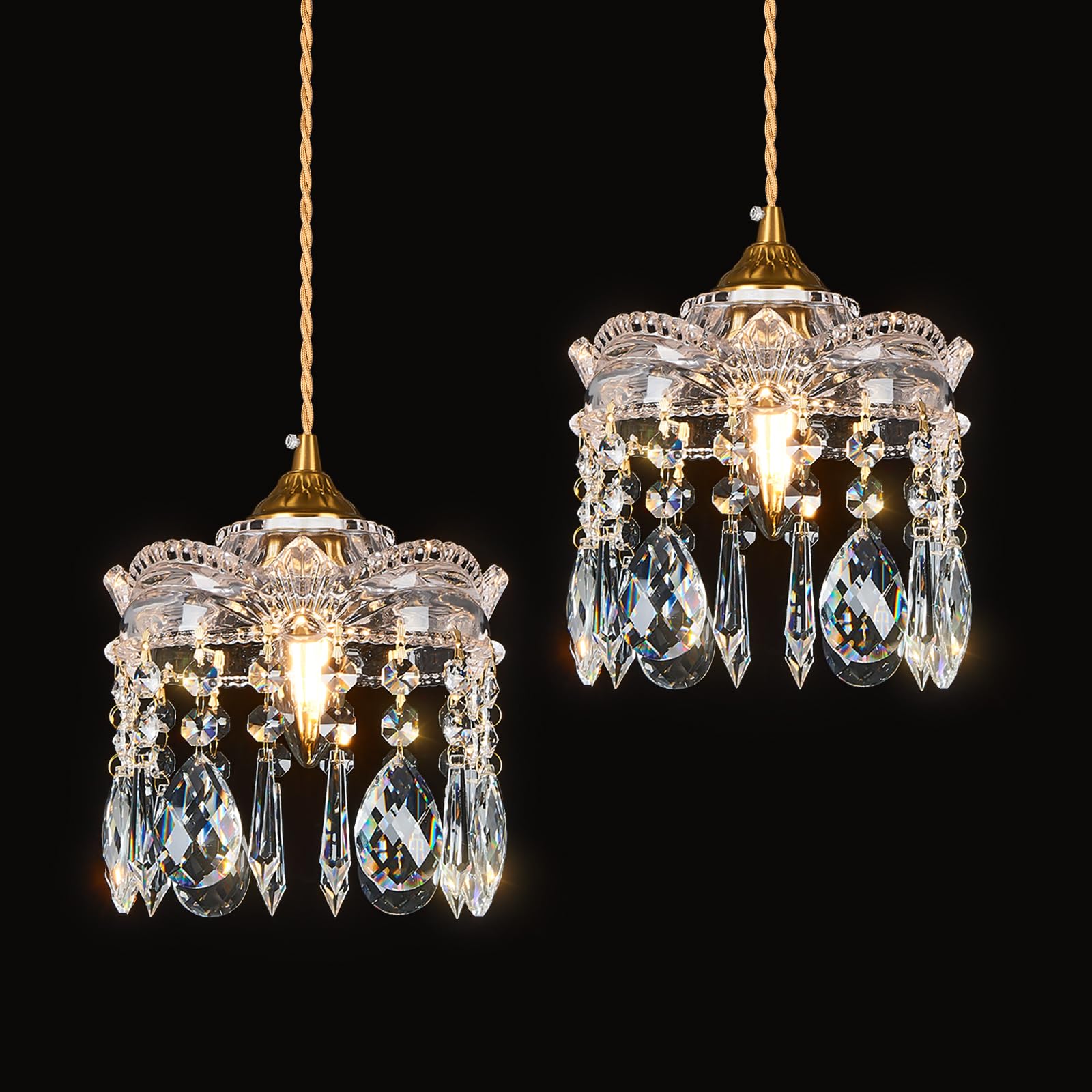 Photo 1 of JXJYHL Brass Crystal Pendant Light 2-Pack
